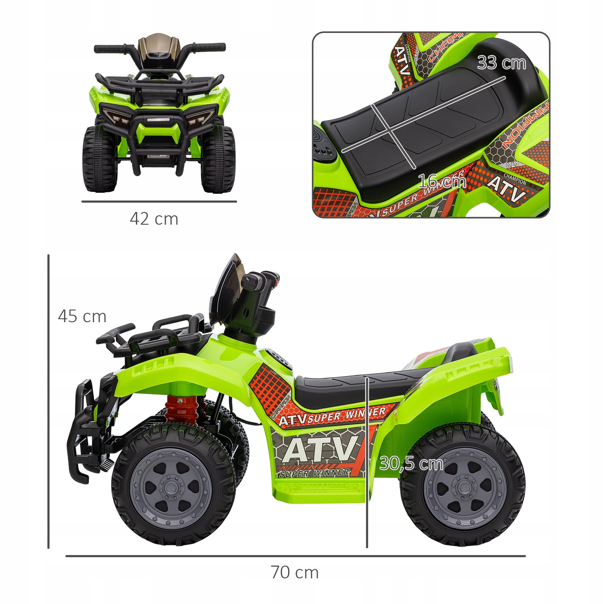 Electric motorcycle for children HOMCOM green 70L x 42B x 45H cm Maximum speed 2 km/h