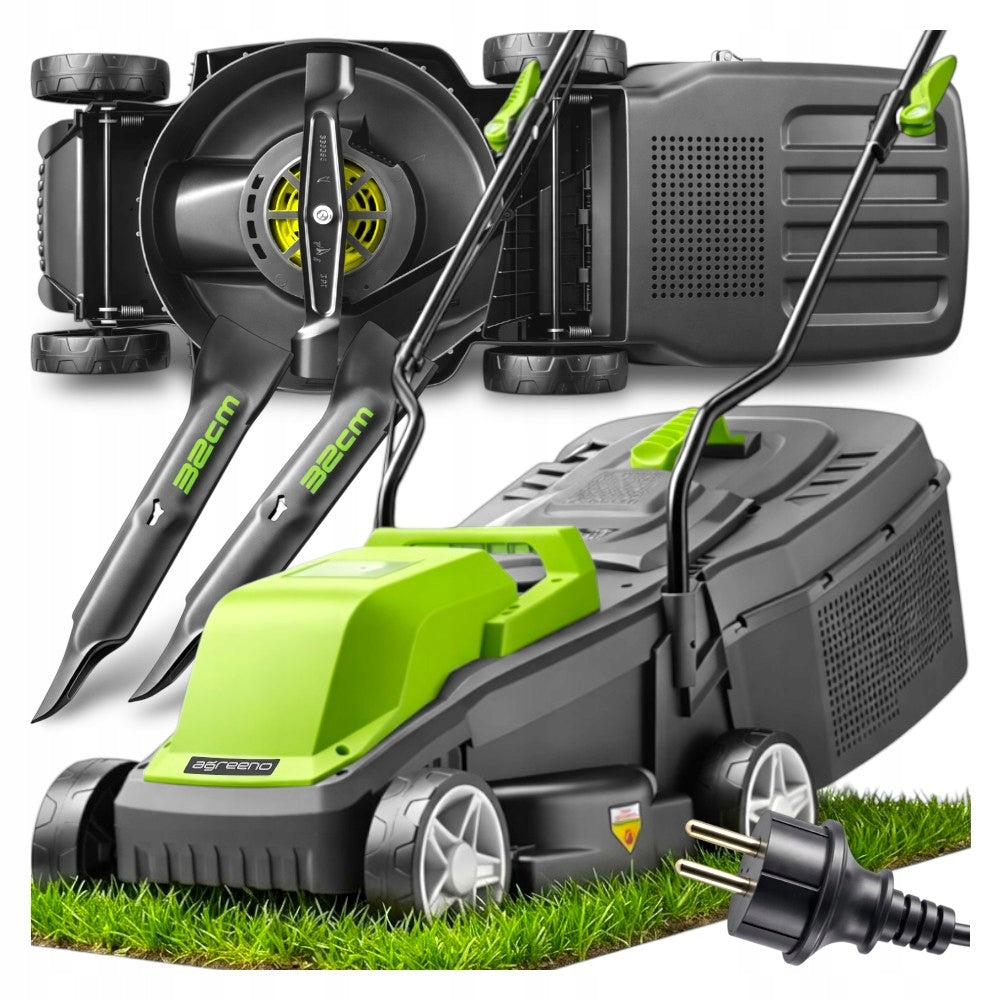 Electric mower 32cm 2200W Mega STRONG 2x KNIFE Large basket agreeno AG021
