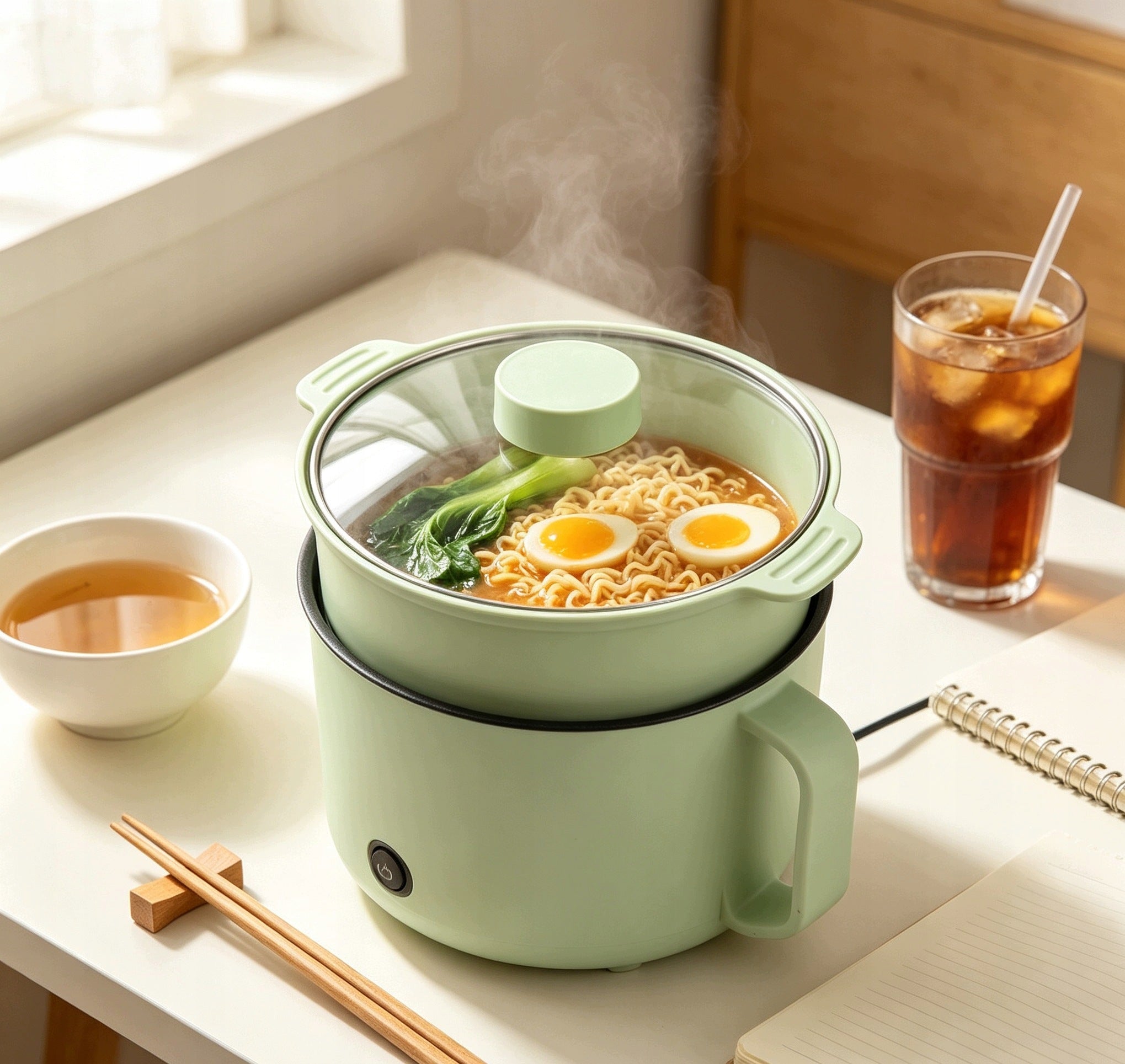 Electric pan with anti-stick coating acting as a pot Packaging status original