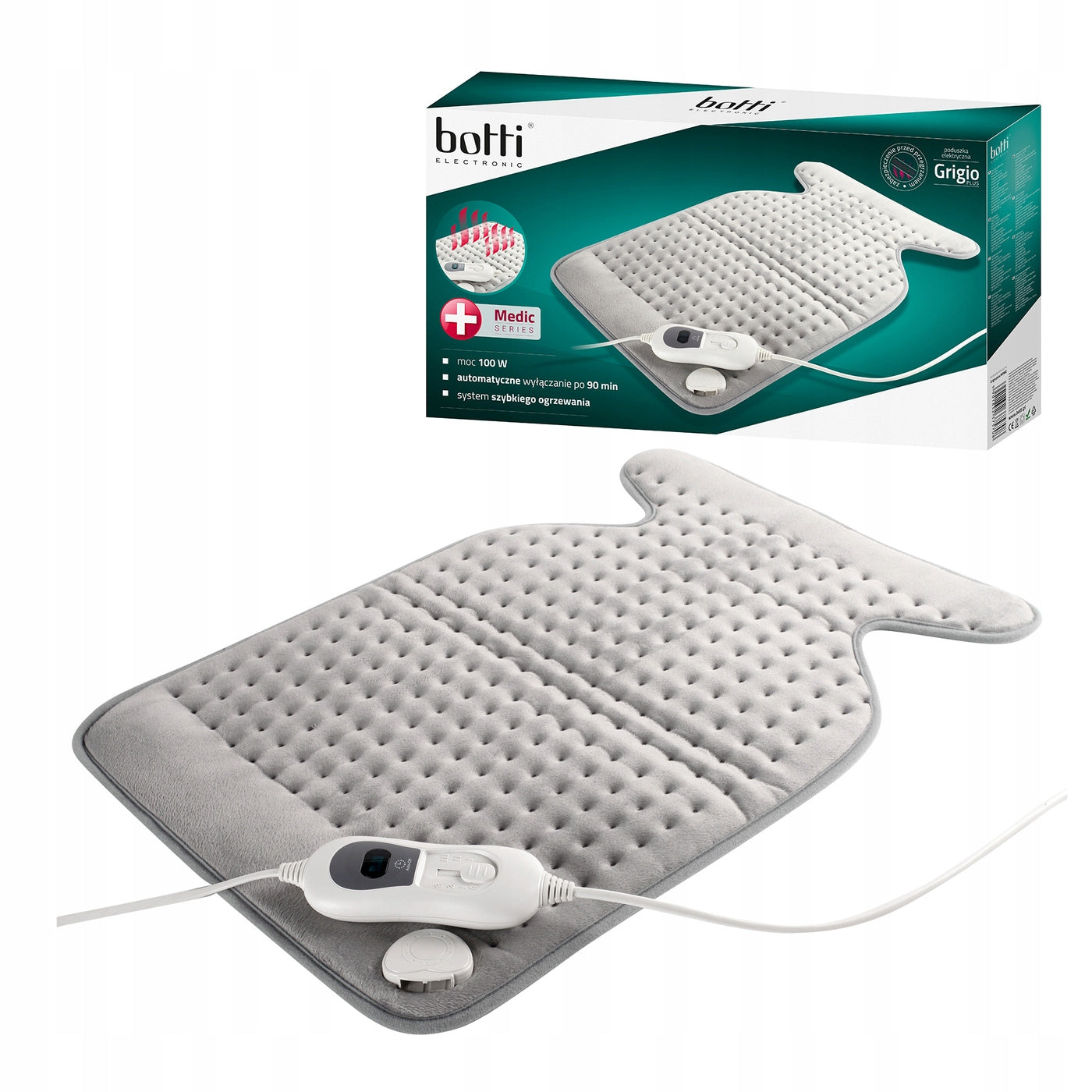 Electric pillow Botti Grigio Plus 63x42 cm 100W for neck and back
