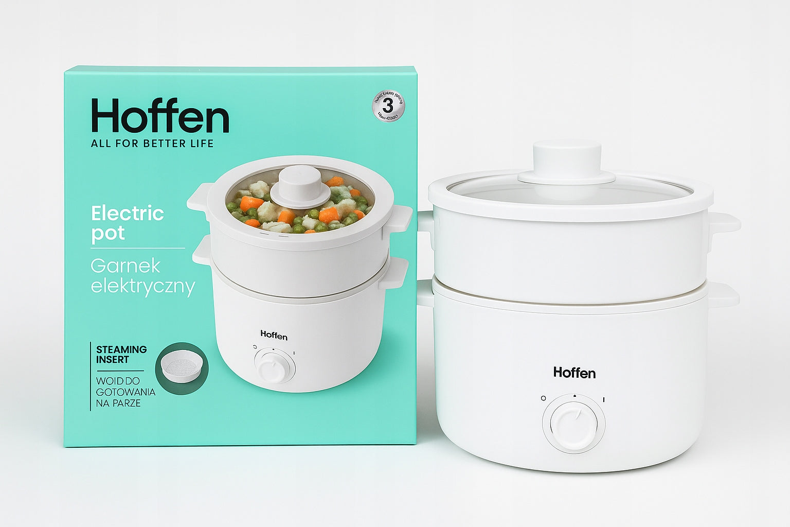 Electric pot Hoffen 1000 W with steaming function