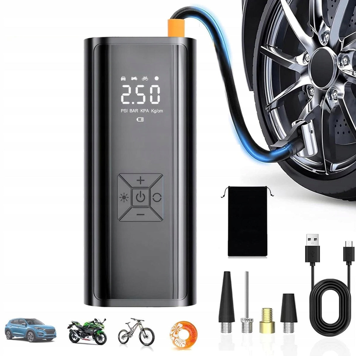 Electric pump for bicycle Air pump PRO compressor 9000 mAh Packaging status original