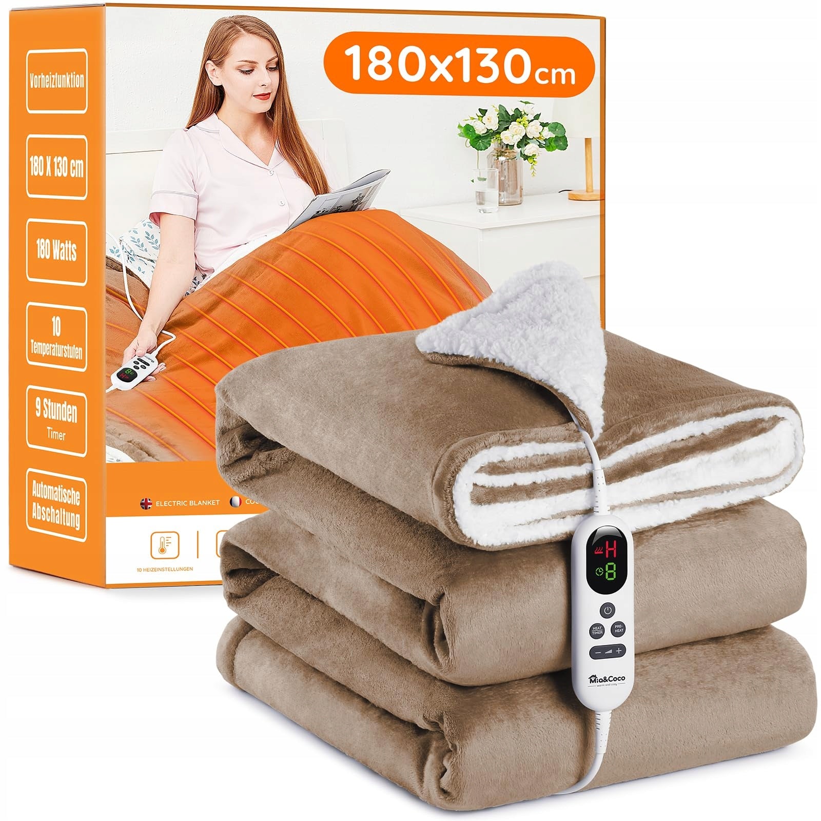 Electric quilt with auto shut-off 130x180cm, 10 levels