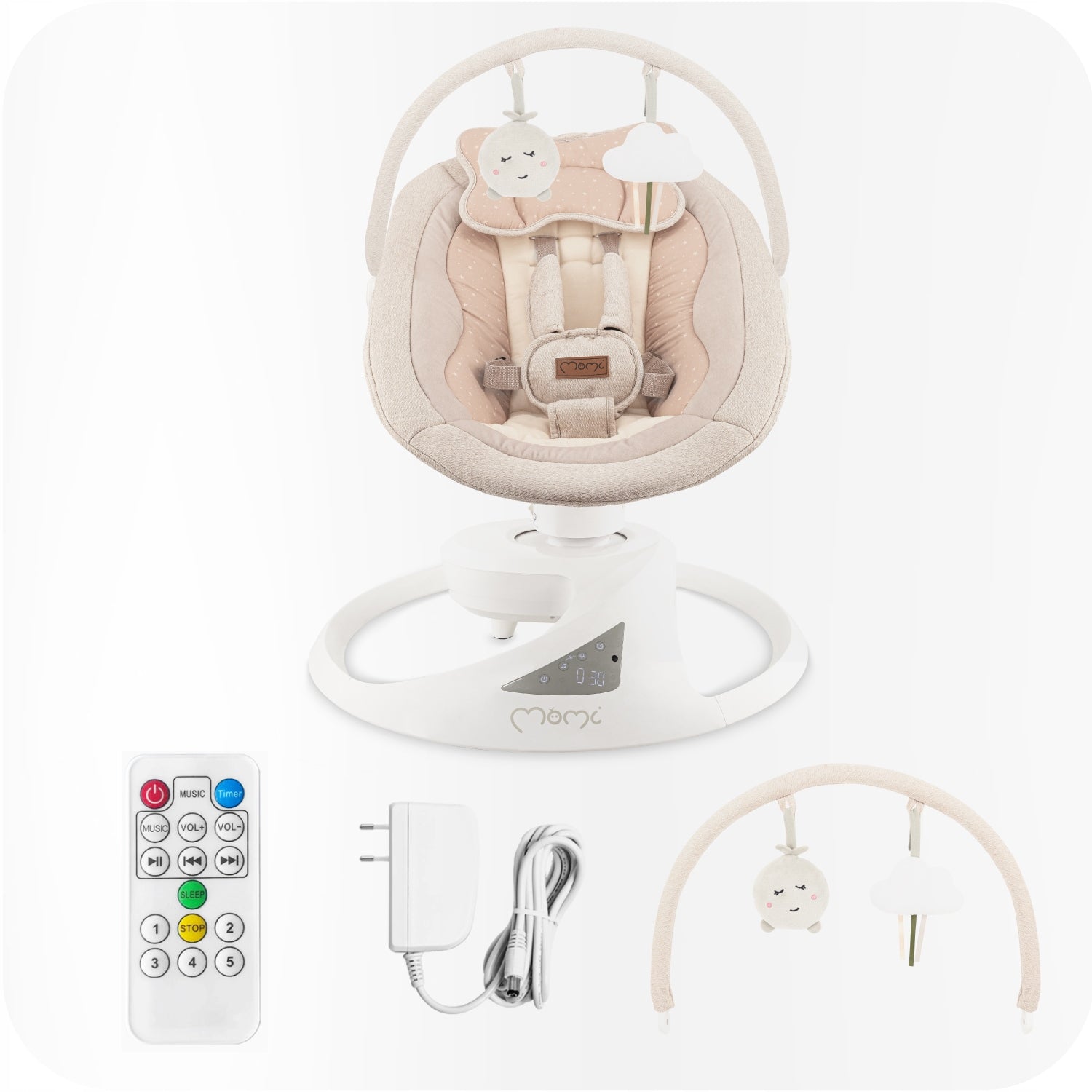 Electric rocker 360° MoMi PEARL beige - lounger melodies pilot Brand MoMi