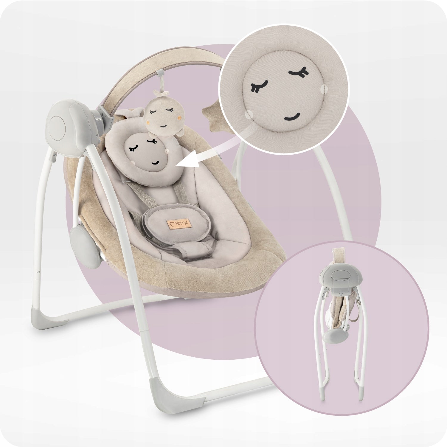 Electric rocker MoMi LISS beige - lounger melodies vibration toy Brand MoMi