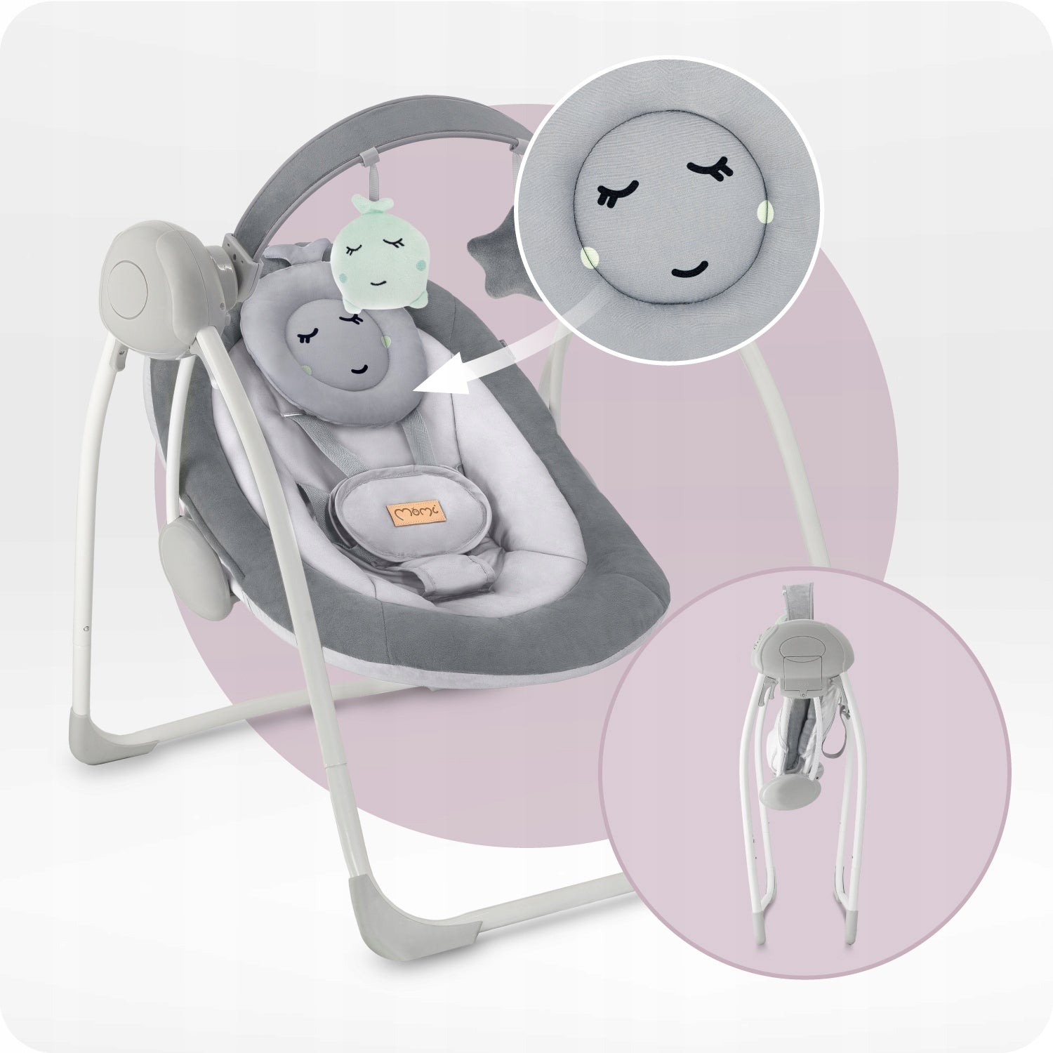 Electric rocker MoMi LISS grey - lounger melodies vibration toy Batteries included no
