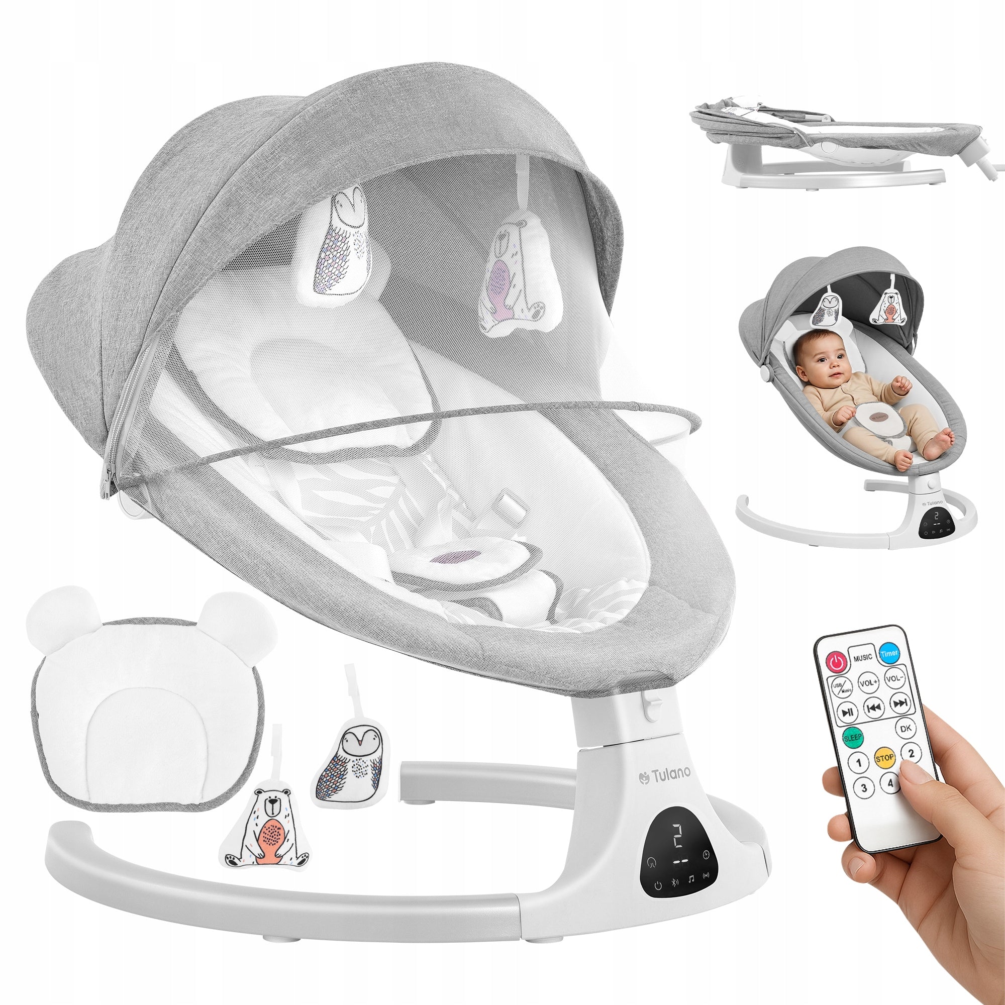 Electric rocker for babies Cradle TULANO music BT