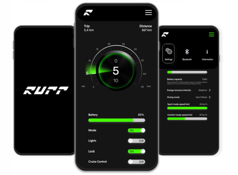 Electric scooter RUPTOR R6 V3 75km 2x800W Shock absorption 10" Additional features pumped wheels speedometer horn dedicated application lighting Bluetooth kickstand meter foldable cruise control water resistance