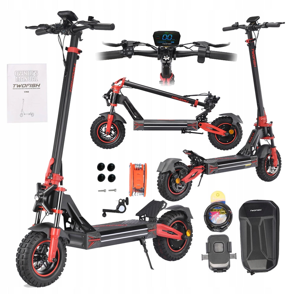 Electric scooter TWOFISH V4 MAX 100km 1640W 48V 10'' tubeless tires