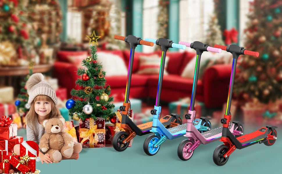 Electric scooter blue LED folding 2 wheels 130 W 16 km/h Maximum speed 16 km/h