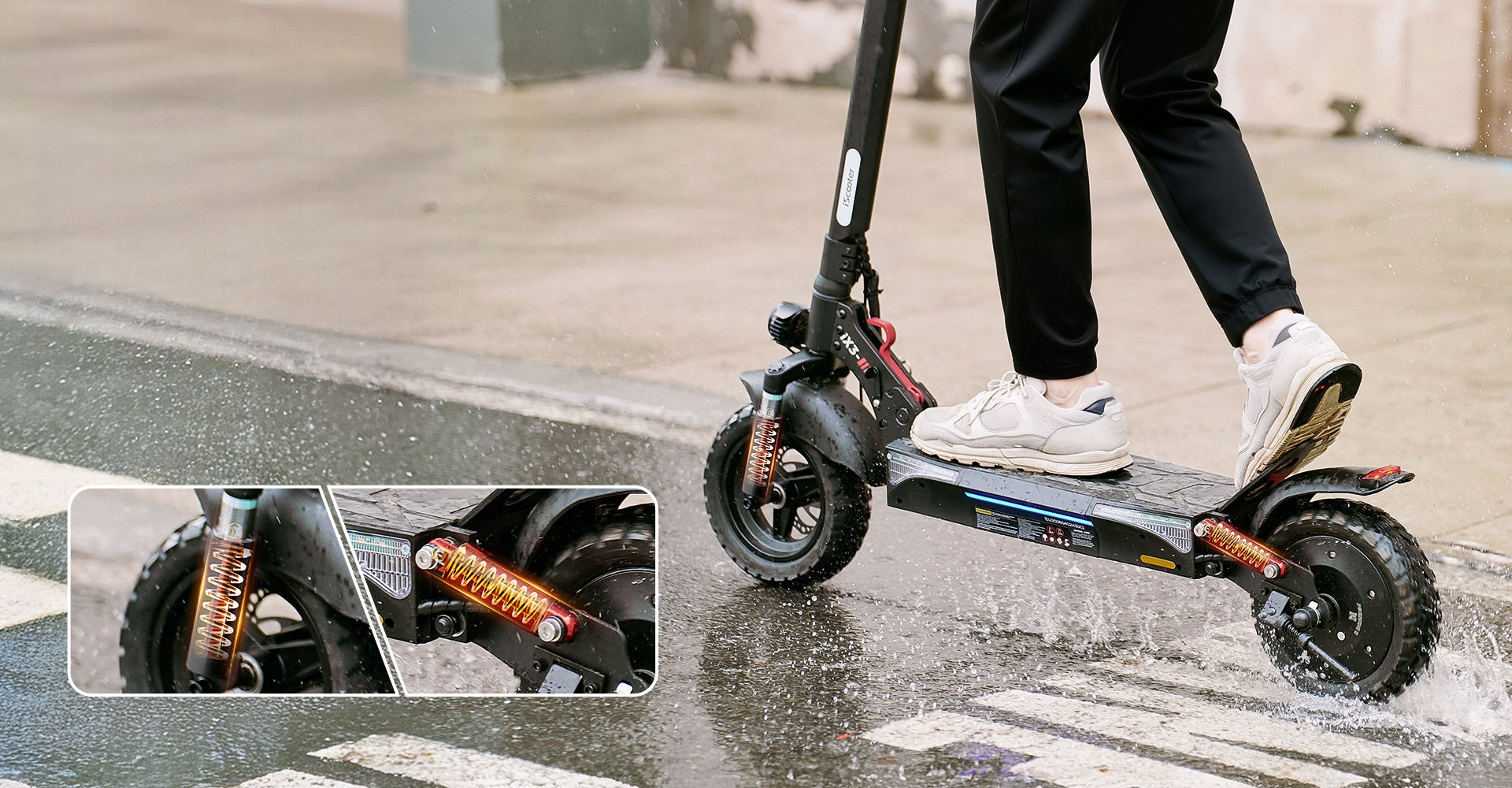Electric scooter folding iScooter iX3 30-40km 800W off-road tires PL Weight 22.9 kg