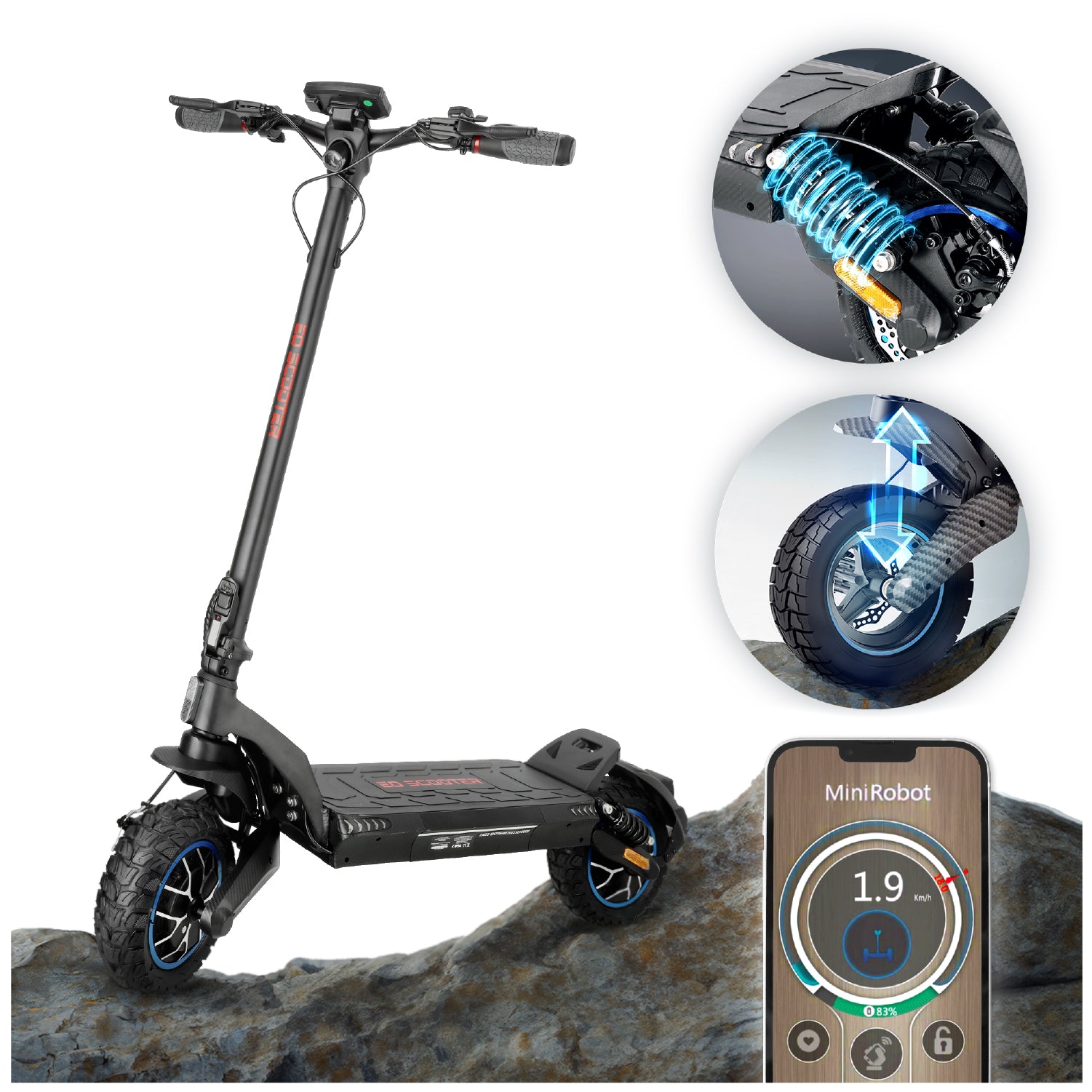 Electric scooter with application range 60 km 4 speed modes 2x800W Brand EOSCOOTER