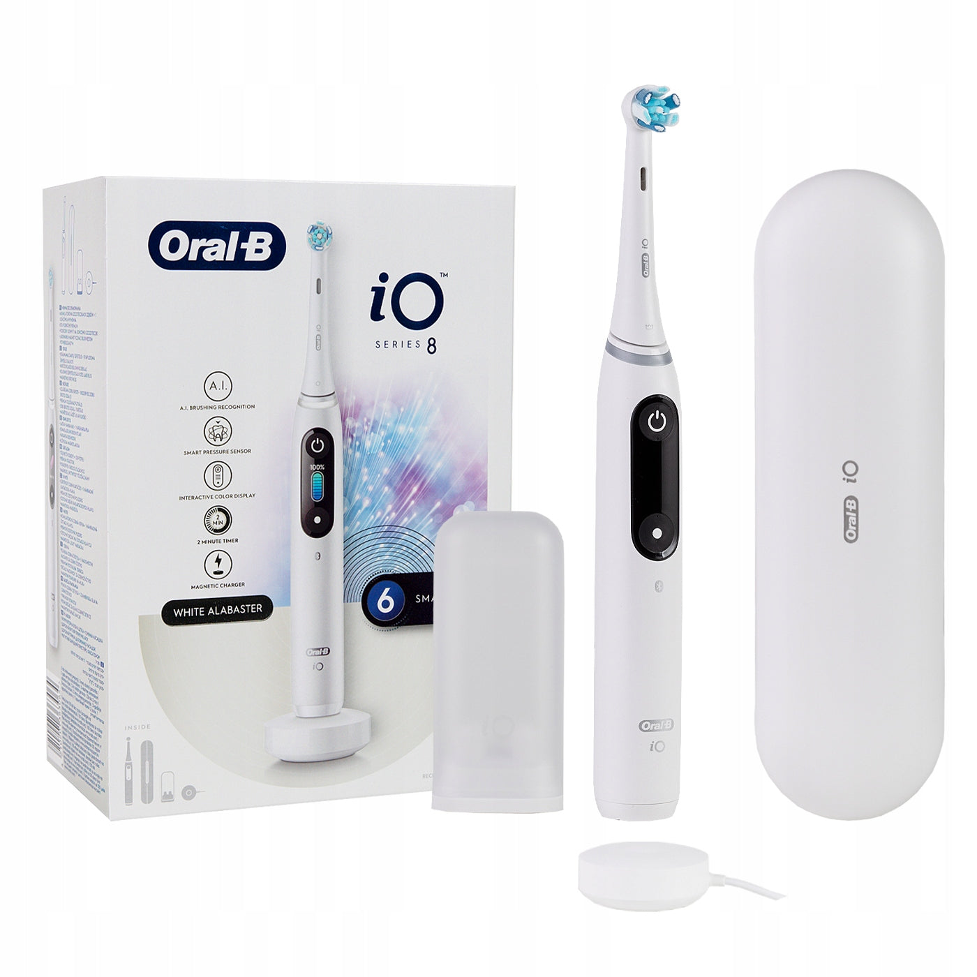 Electric toothbrush Oral-B iO 8 white rechargeable magnetic