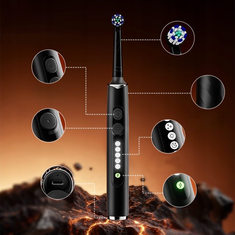 Electric toothbrush Seago SG-2607 with case and 8 tips black Manufacturer code SG-2607 B