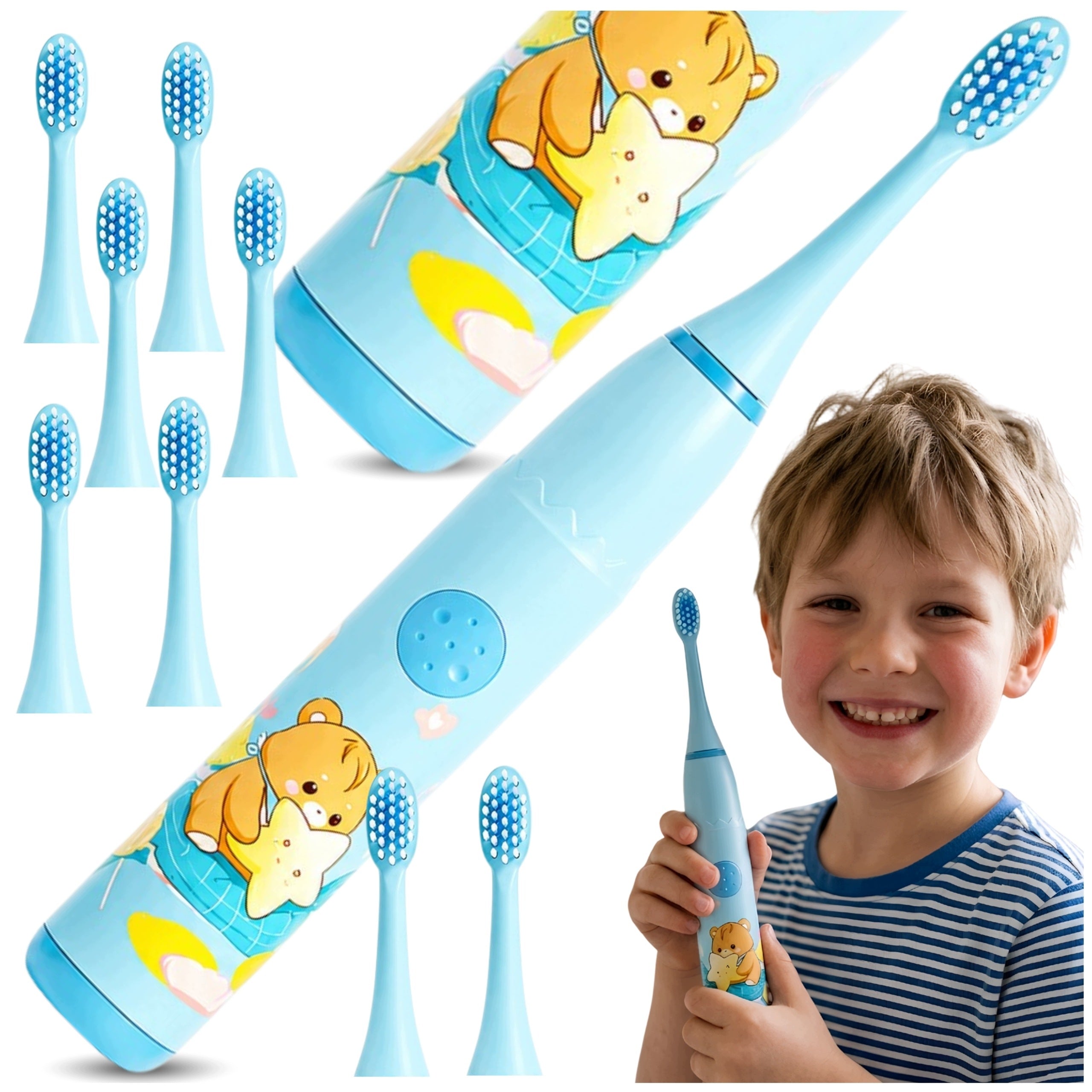 Electric toothbrush for children sonic teeth 4 modes + 8 tips