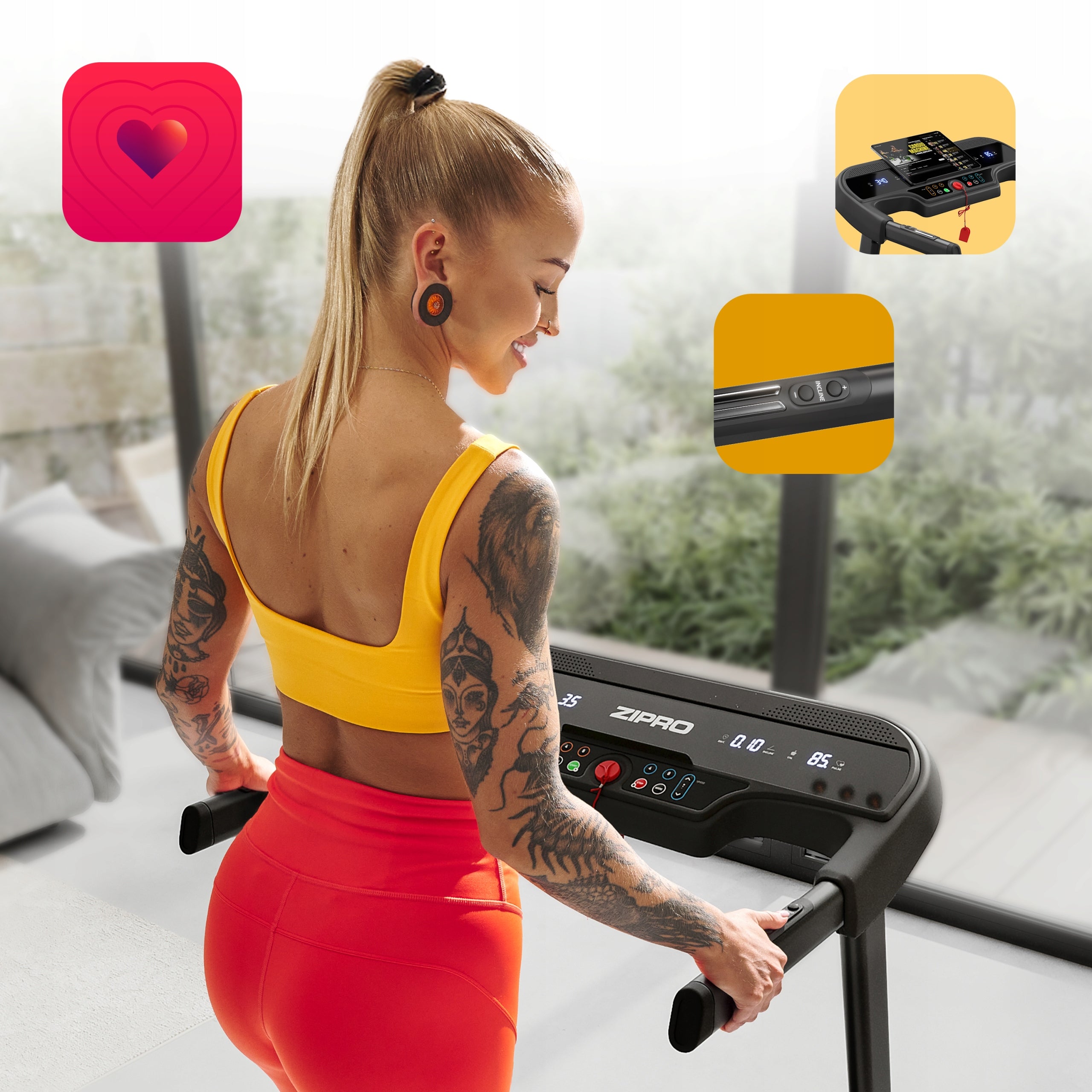 Electric training treadmill with inclination angle adjustment - Pulse Zipro Brand Zipro