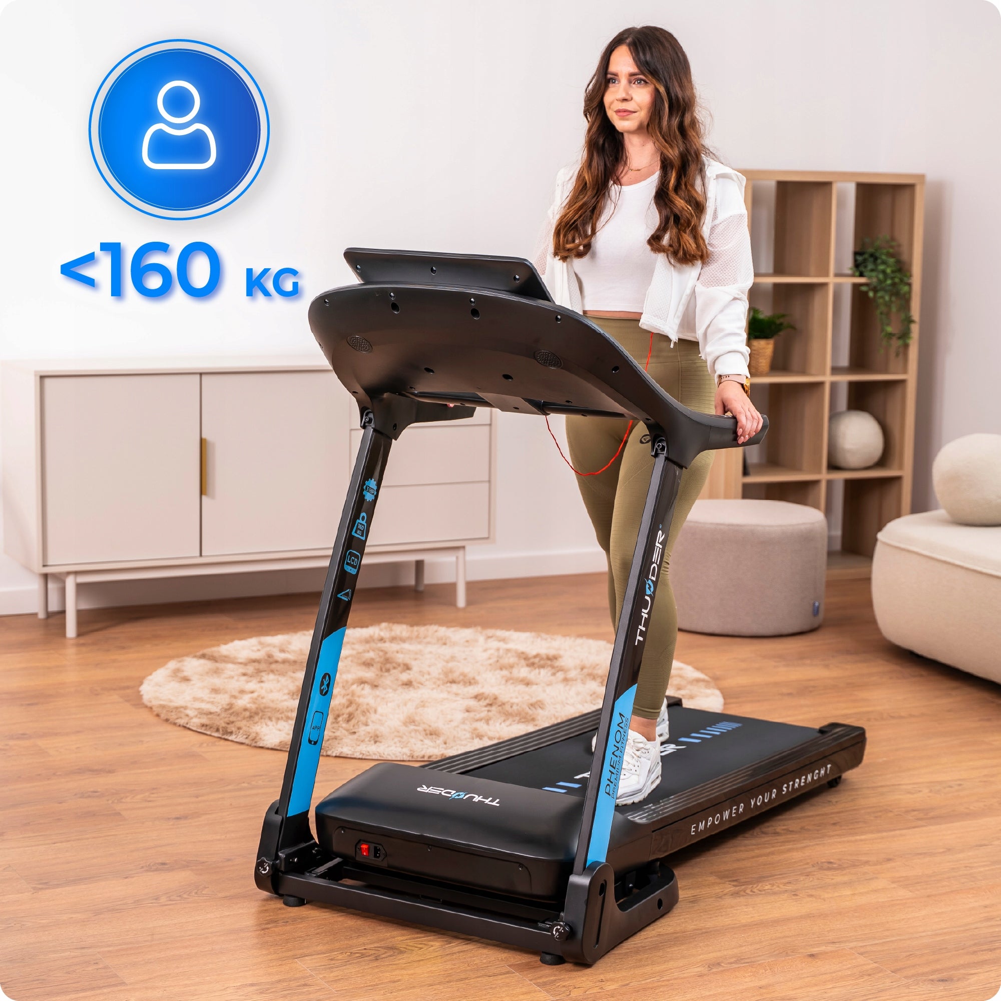 Electric treadmill 18 km/h 160kg home PAS 45CM APPLICATION lift THUNDER Brand Thunder