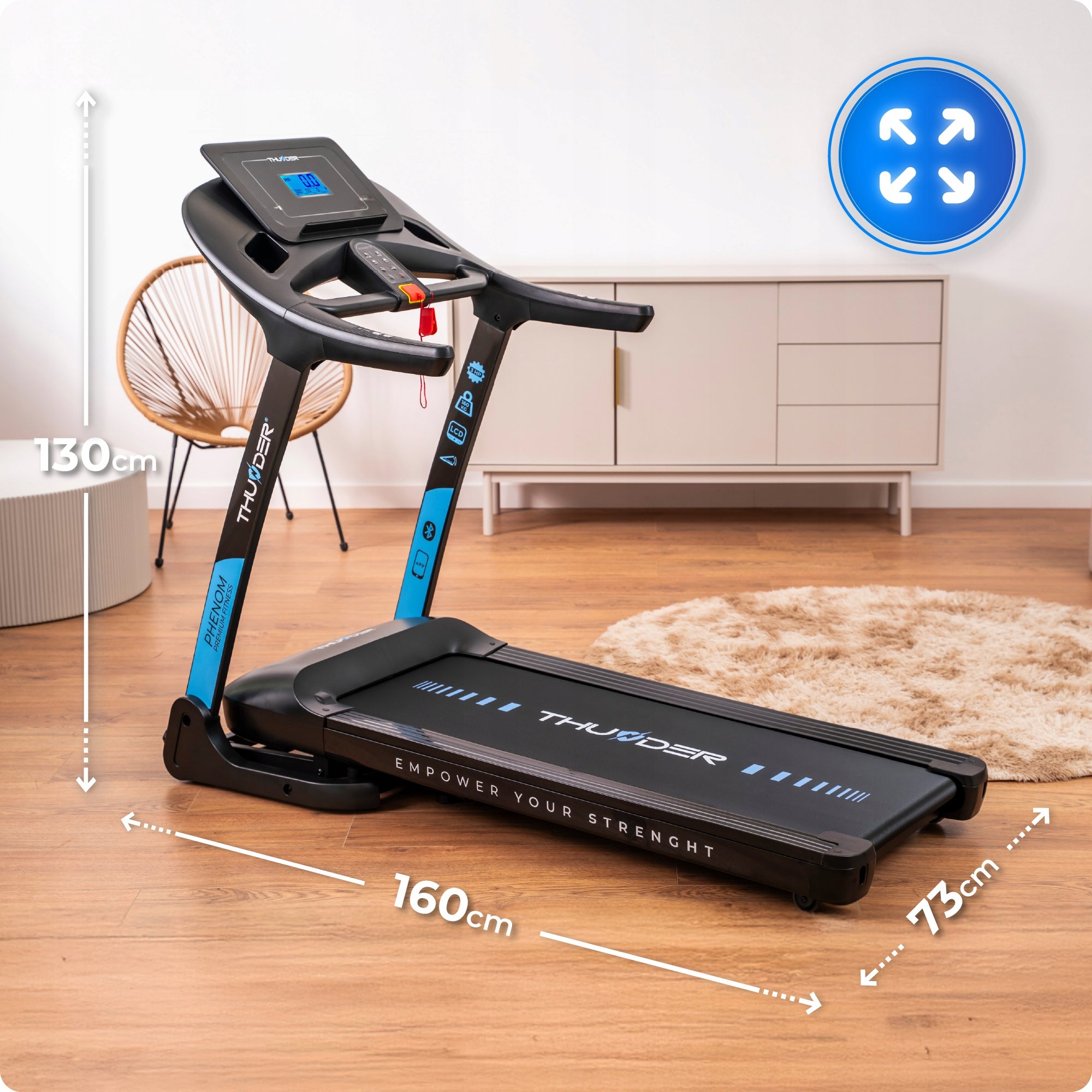 Electric treadmill 18 km/h 160kg home PAS 45CM APPLICATION lift THUNDER Packaging status original