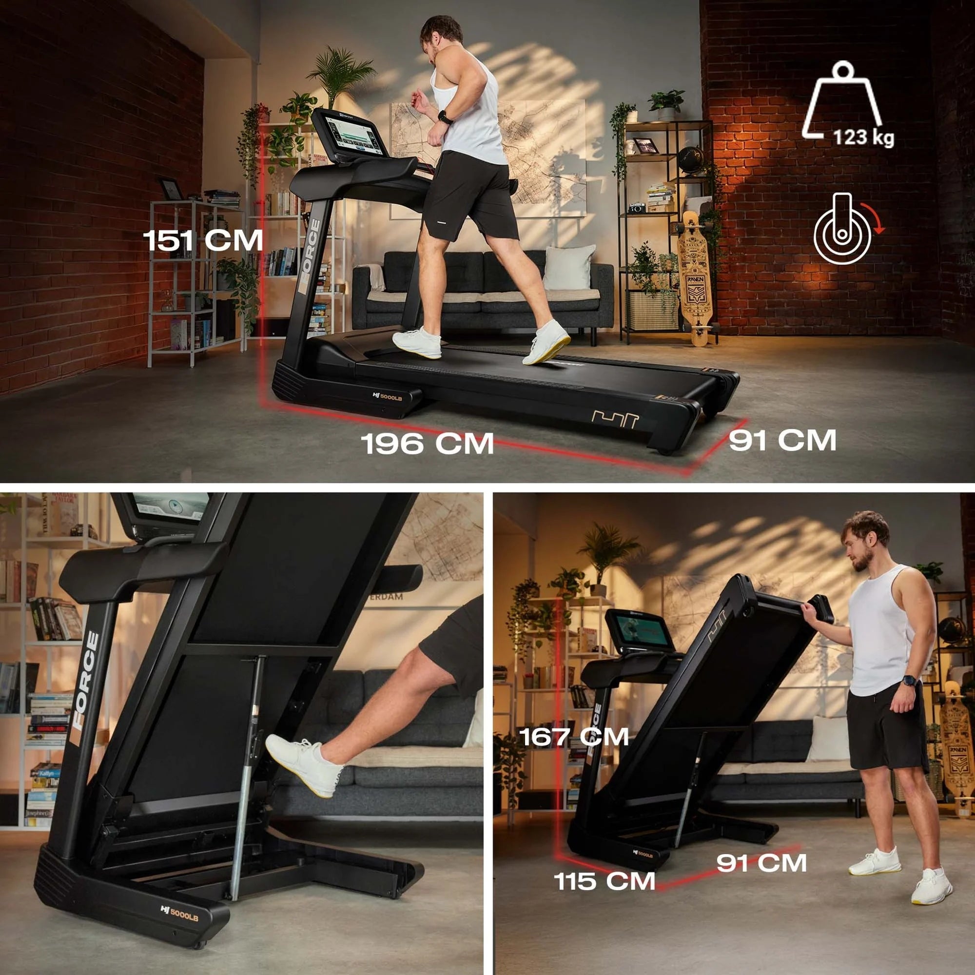 Electric treadmill 4,5KM Folding 22km/h Wide Belt Shock Absorption Measurements training duration distance speed pulse burned calories fat