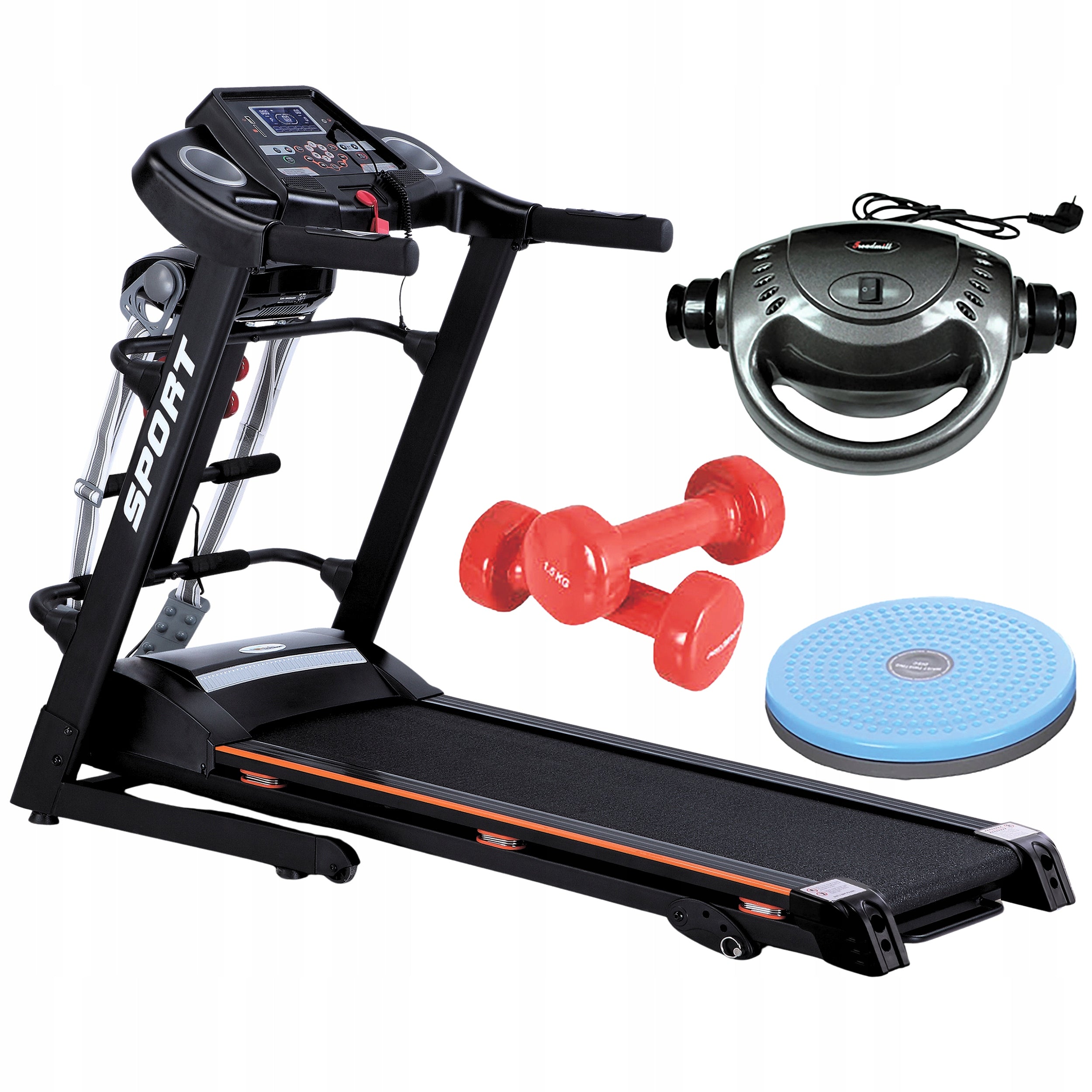 Electric treadmill HRS T-280M home dumbbell massager shock absorption foldable