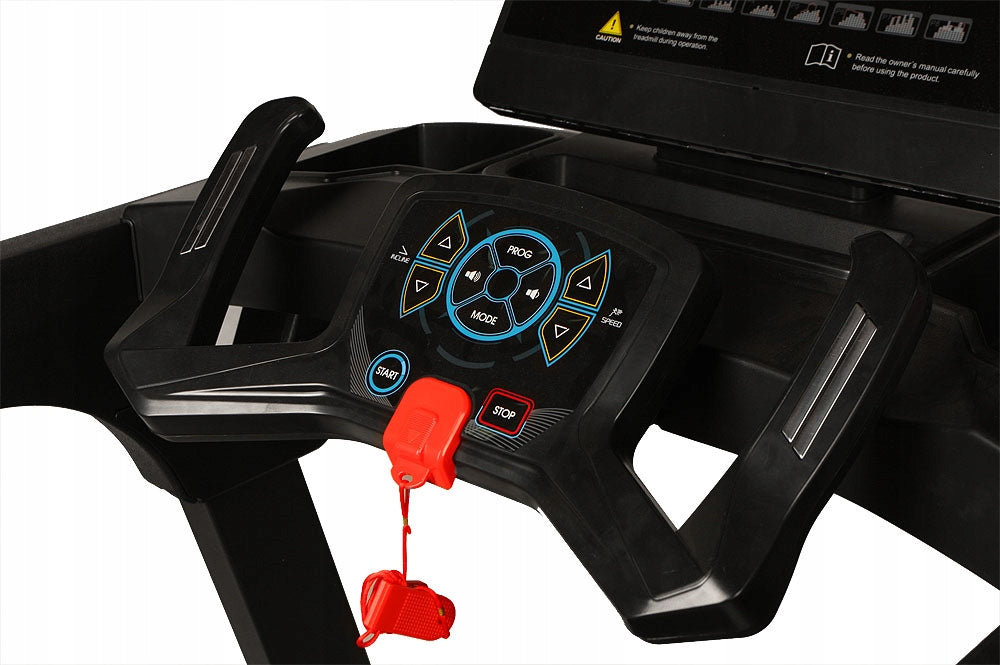 Electric treadmill Hertz PRIME 9 up to 150 kg Additional features Bluetooth speakers keyboard shortcuts safety key transport wheels place for water bottle place for mobile phone/tablet foldable touch sensors headphone jack USB port display