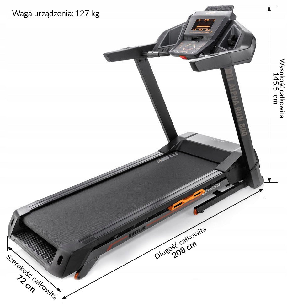 Electric treadmill KETTLER Alpha Run 800 2900W Additional features Bluetooth transport wheels display