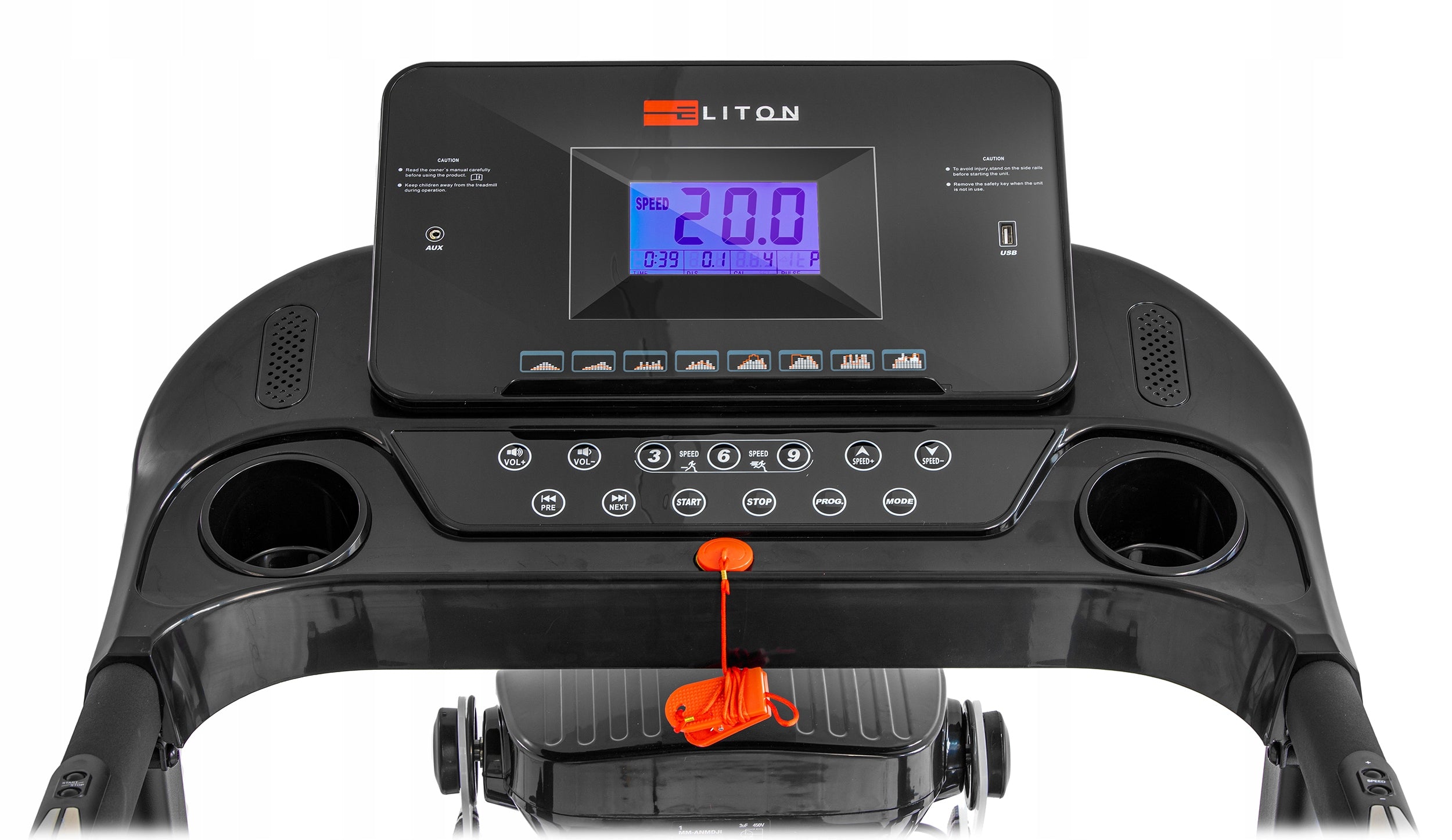 Electric treadmill VIGO 20 km/h 150 kg massager Additional features speakers keyboard shortcuts safety key transport wheels place for water bottle foldable training programs tilt angle adjustment touch sensors USB port mobile device compatibility display