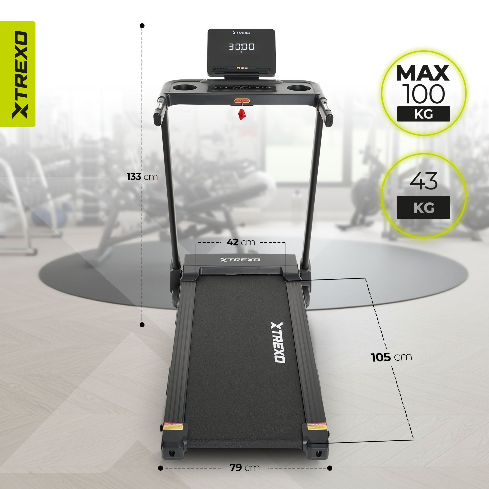 Electric treadmill XTREXO TXO-W325 Folding Tilt Adjustment 12 km/h Manufacturer code TXO-B4W023