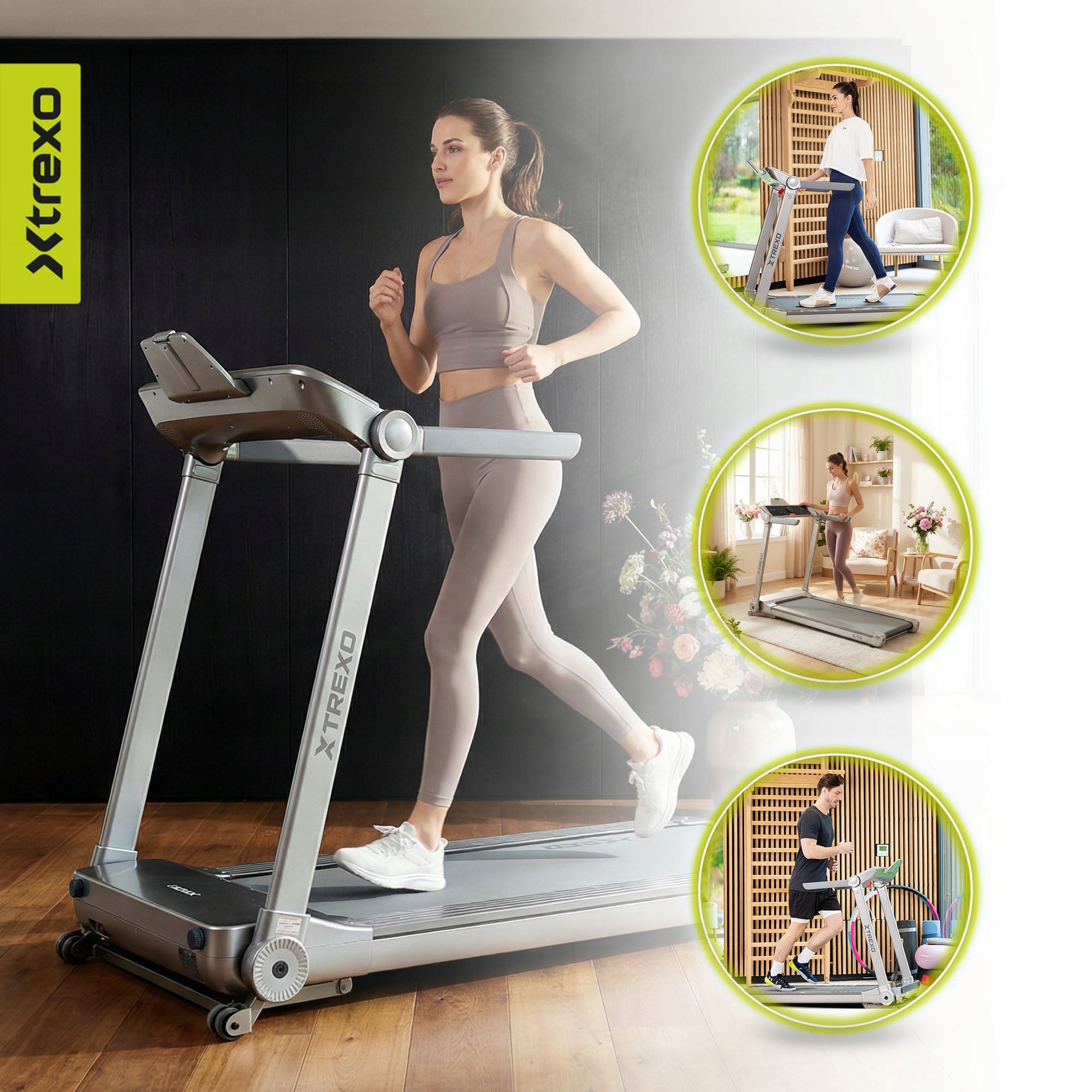 Electric treadmill XTREXO TXO-X250-S FOLDING ANGLE ADJUSTMENT 1-16 km/h Maximum user weight 110 kg