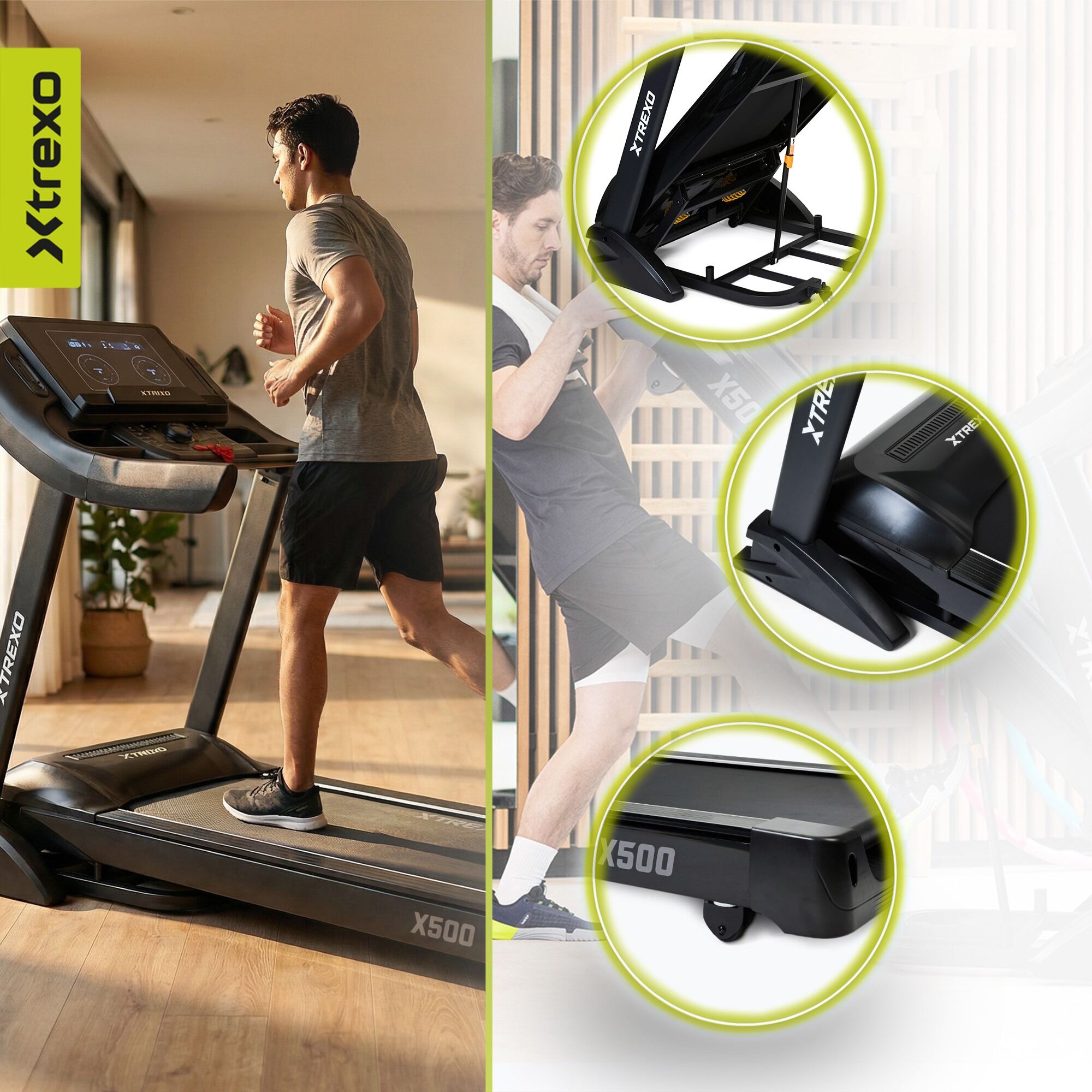 Electric treadmill XTREXO TXO-X500 black 1-20KM/H Folding Adjustable Brand Xtrexo
