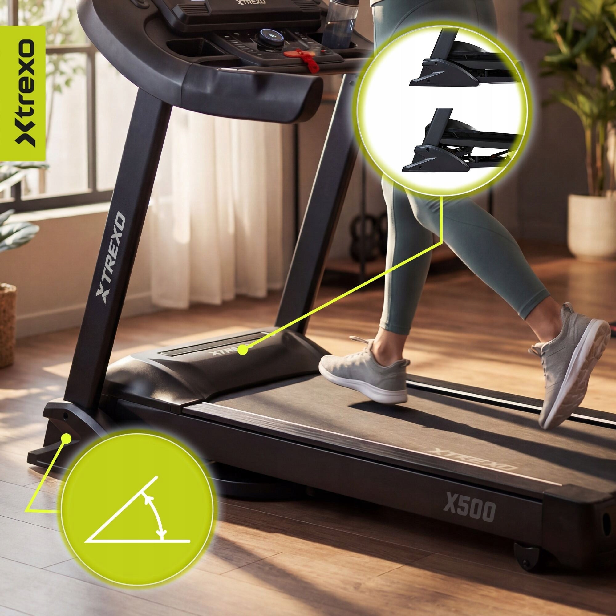 Electric treadmill XTREXO TXO-X500 black 1-20KM/H Folding Adjustable Number of workout programs 16