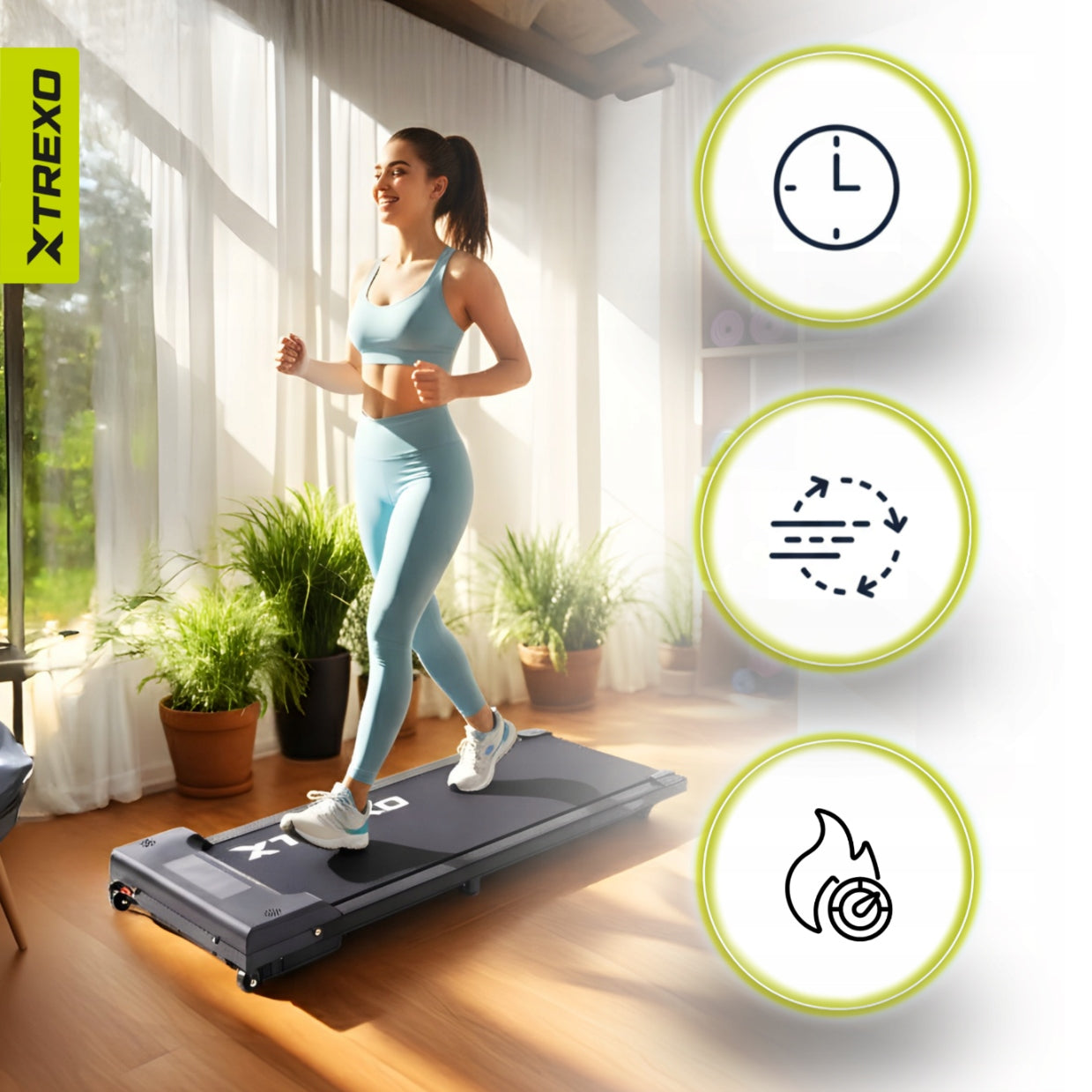 Electric treadmill XTREXO Walking Pad W100 black 131x58x17 cm 1-6 KM/H Kind electric
