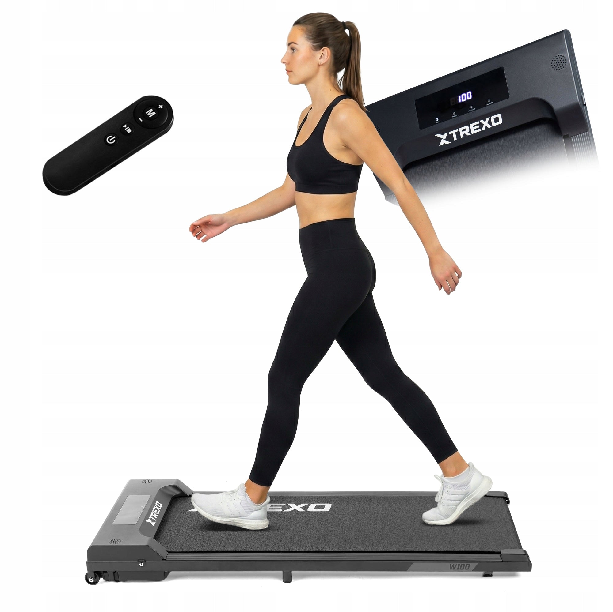 Electric treadmill XTREXO Walking Pad W100 black 131x58x17 cm 1-6 KM/H