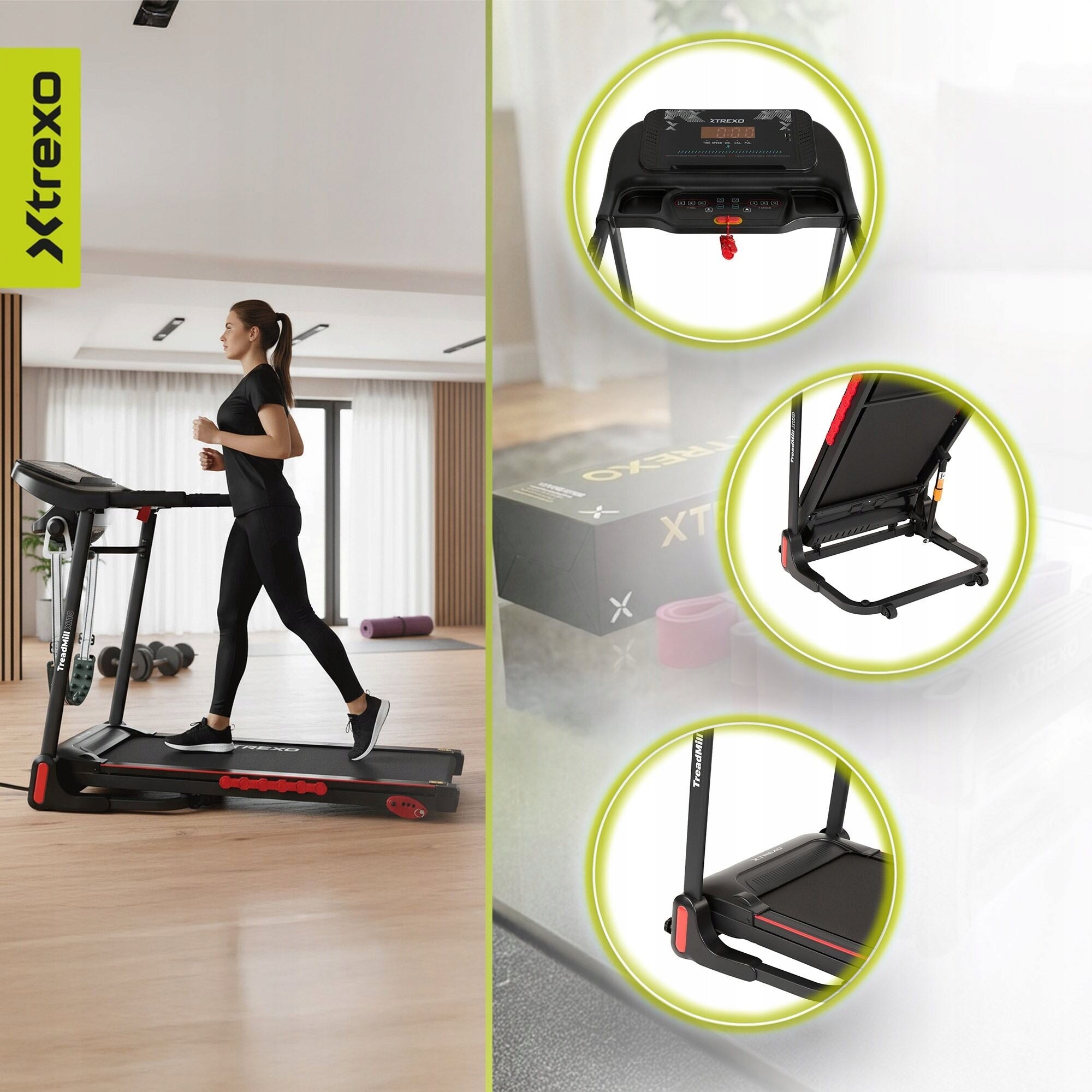 Electric treadmill XTREXO X110 black OS HOME ANGLE ADJUSTMENT FOLDING Model other
