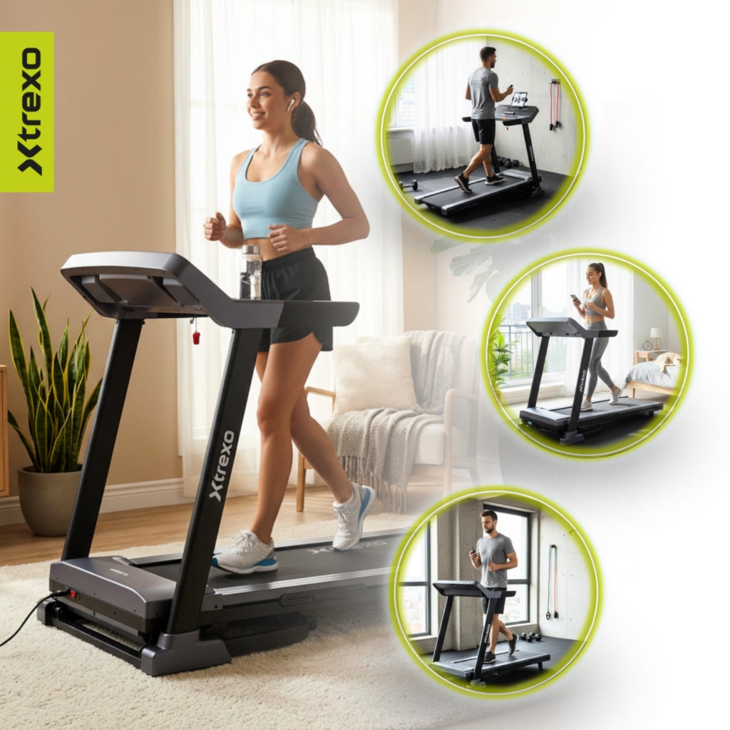 Electric treadmill XTREXO X450 black 18 levels Wide belt Shock absorption Product weight 63 kg