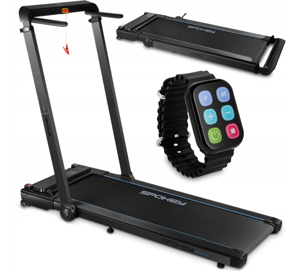 Electric treadmill folding 14 km/h LCD LED display quiet with watch