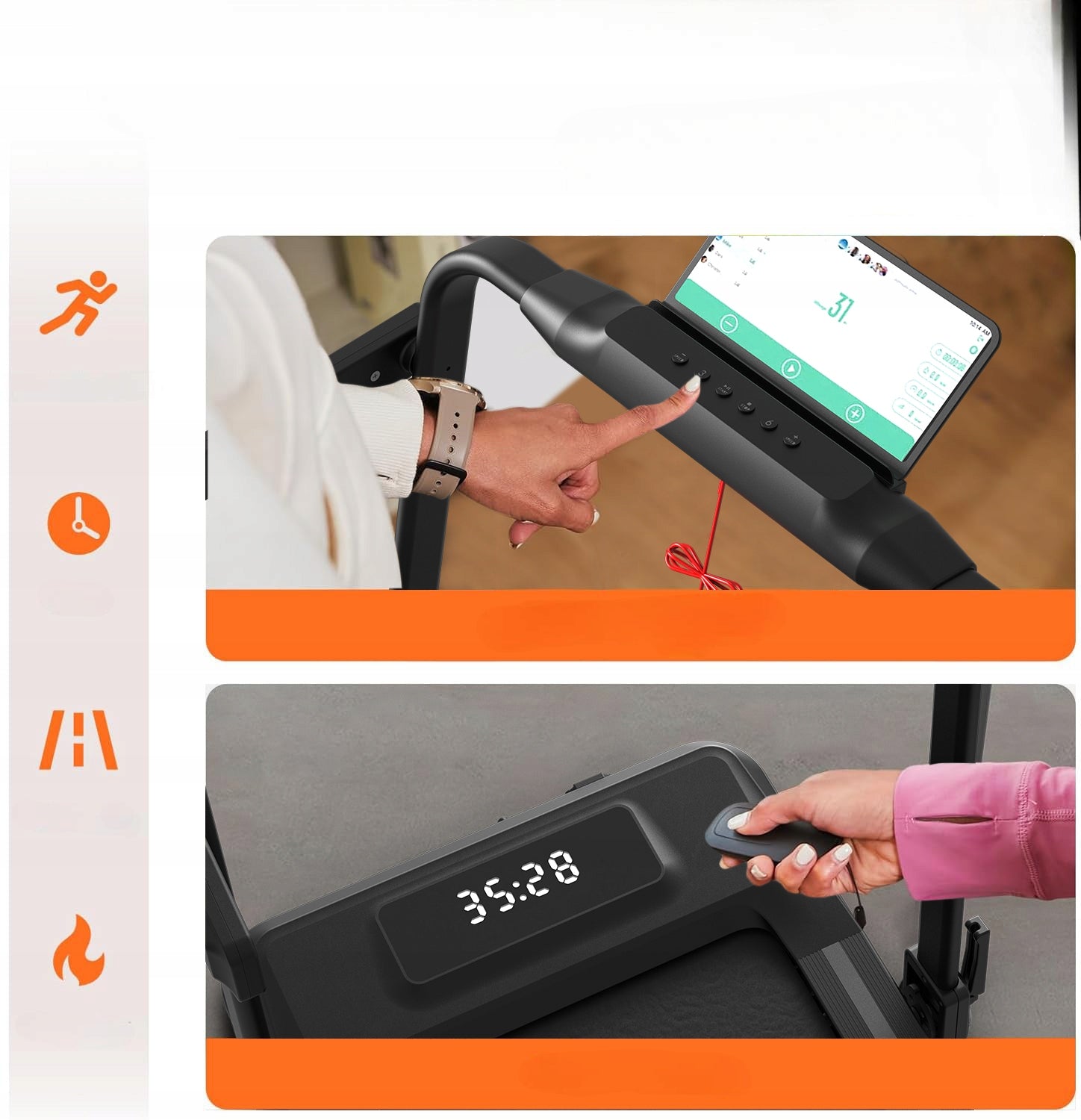 Electric treadmill folding under bed 1-15 km/h slope application 120kg Brand no brand