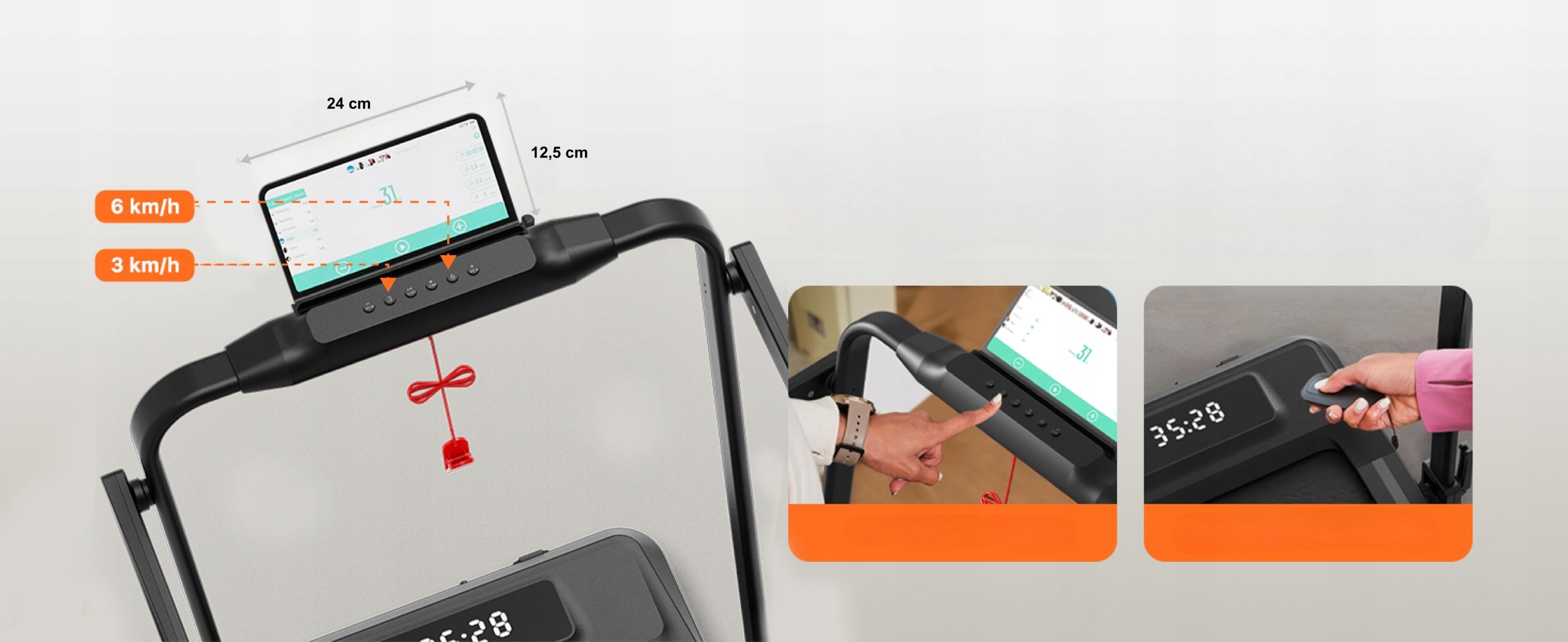 Electric treadmill folding under bed 1-15 km/h slope application 120kg Maximum user weight 120 kg
