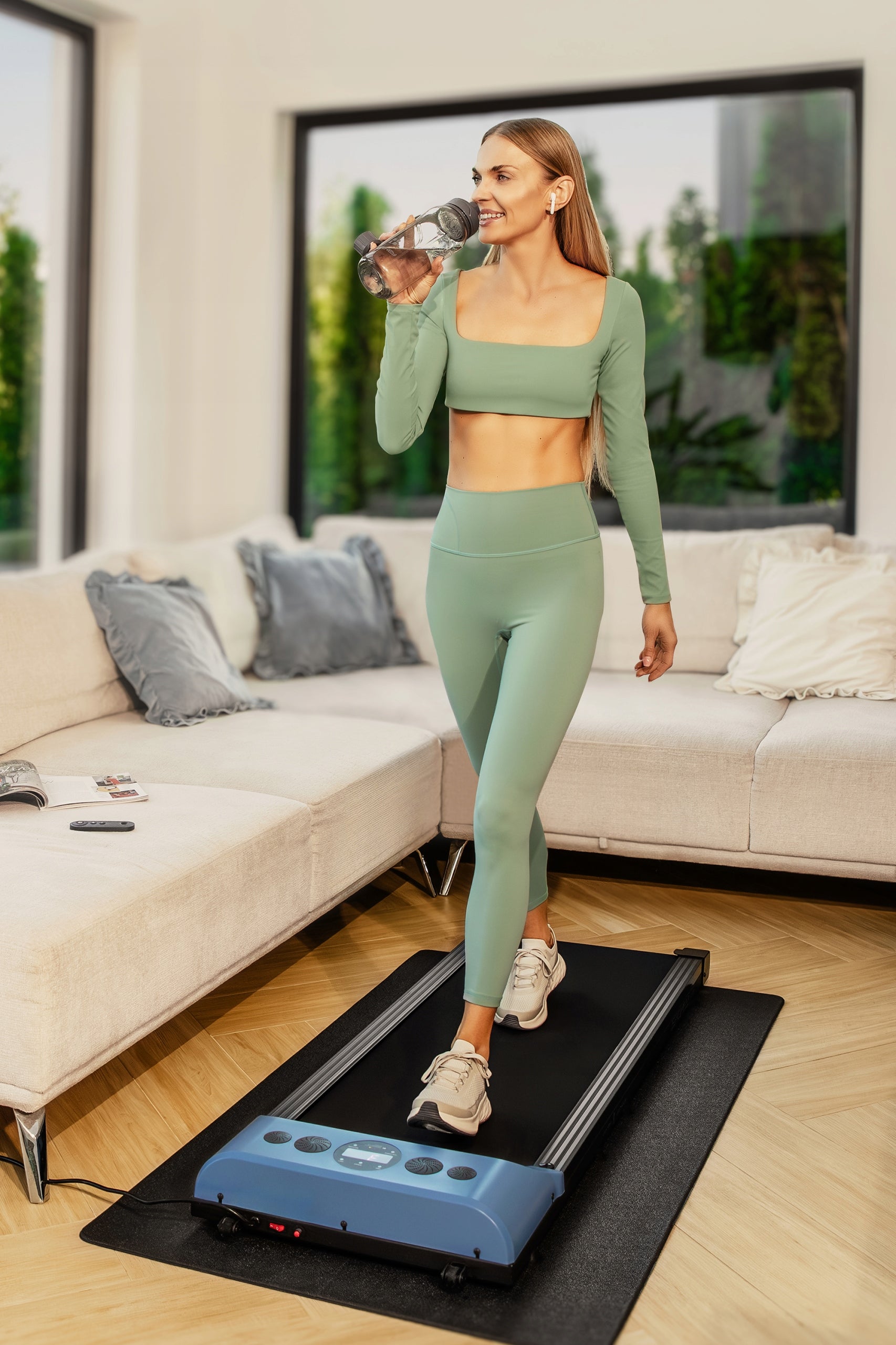 Electric treadmill walking pad Spokey EVA up to 100 kg LED display Measurements training duration distance speed