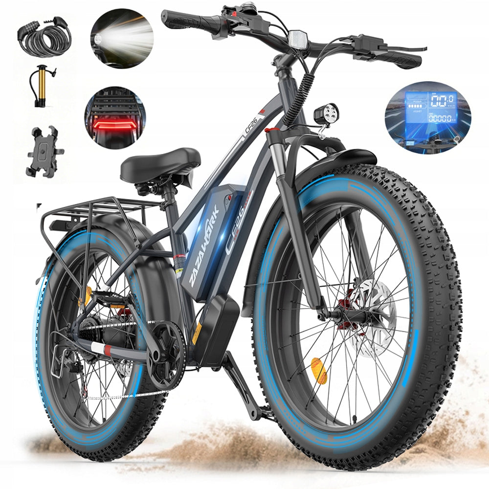 Electric vehicle 1500W 20AH 50KM/H 120km 26" hydraulic ZAZAWORK+Helmet Model CF26 1500W 20AH 50KM/H+Kask