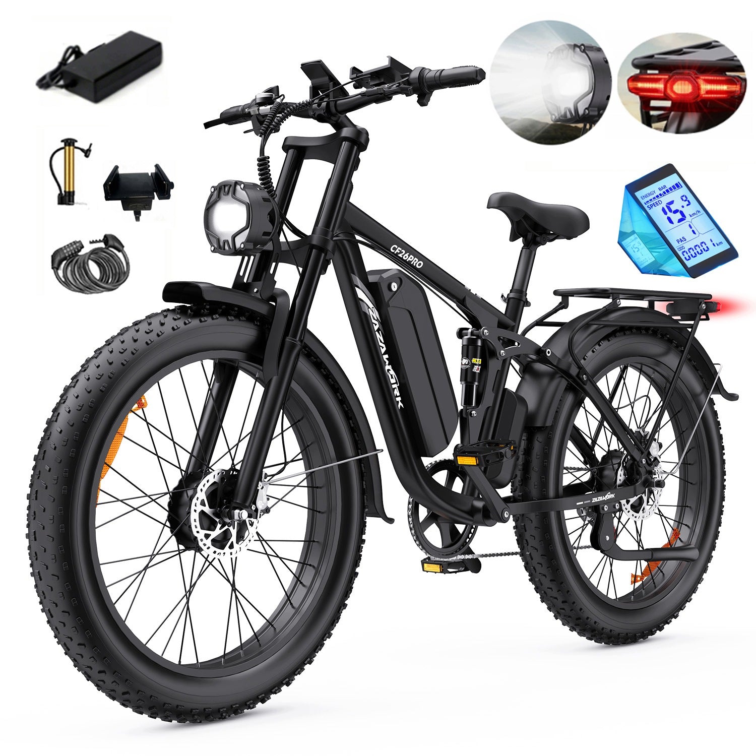 Electric vehicle 2000W 48V23AH 53KM/H 120km 26"oil brake Shimano PL