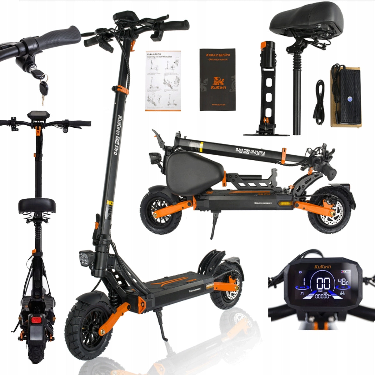 Electric vehicle Folding Kukirin G2 Pro 1000W 48V 58KM 45km/h