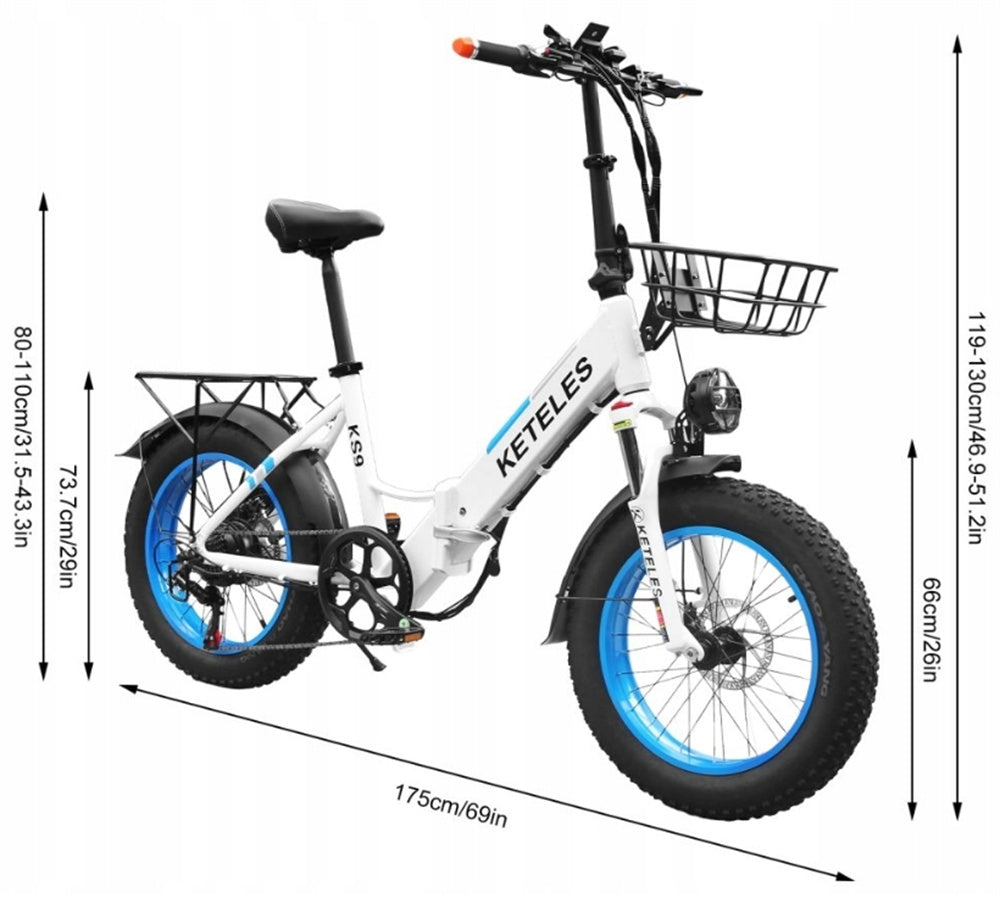 Electric vehicle KETELES KS9 1000W 48V18AH 40KM/H 20" folding city women Manufacturer code 9331813903723