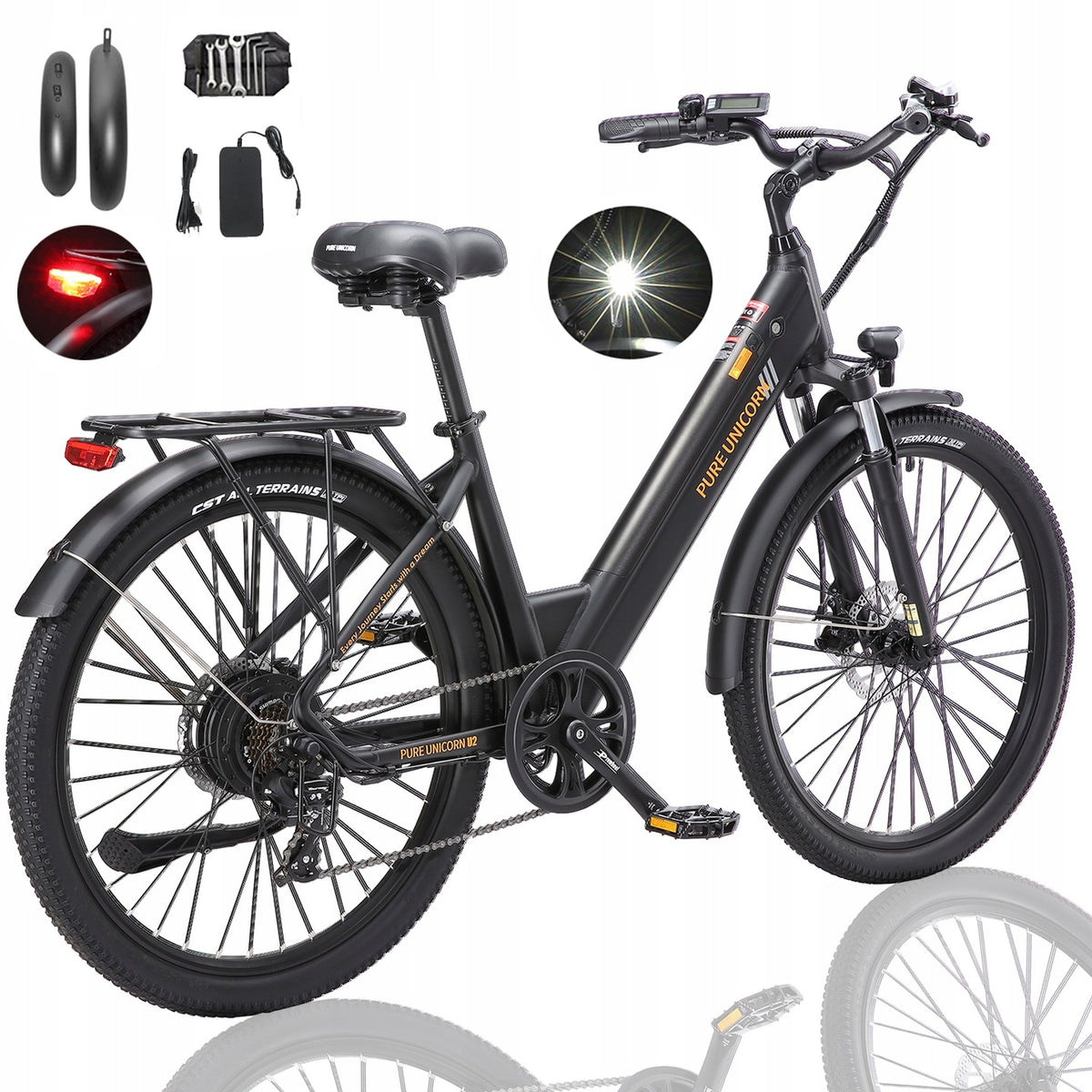 Electric vehicle PURE UNICORN U2 12.8Ah 45km/h 90km 59Nm Shimano-7S 27.5"