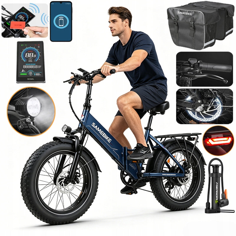 Electric vehicle Samebike LOTDM200 80KM 48V 13AH 40km/h 20" +Rear bag