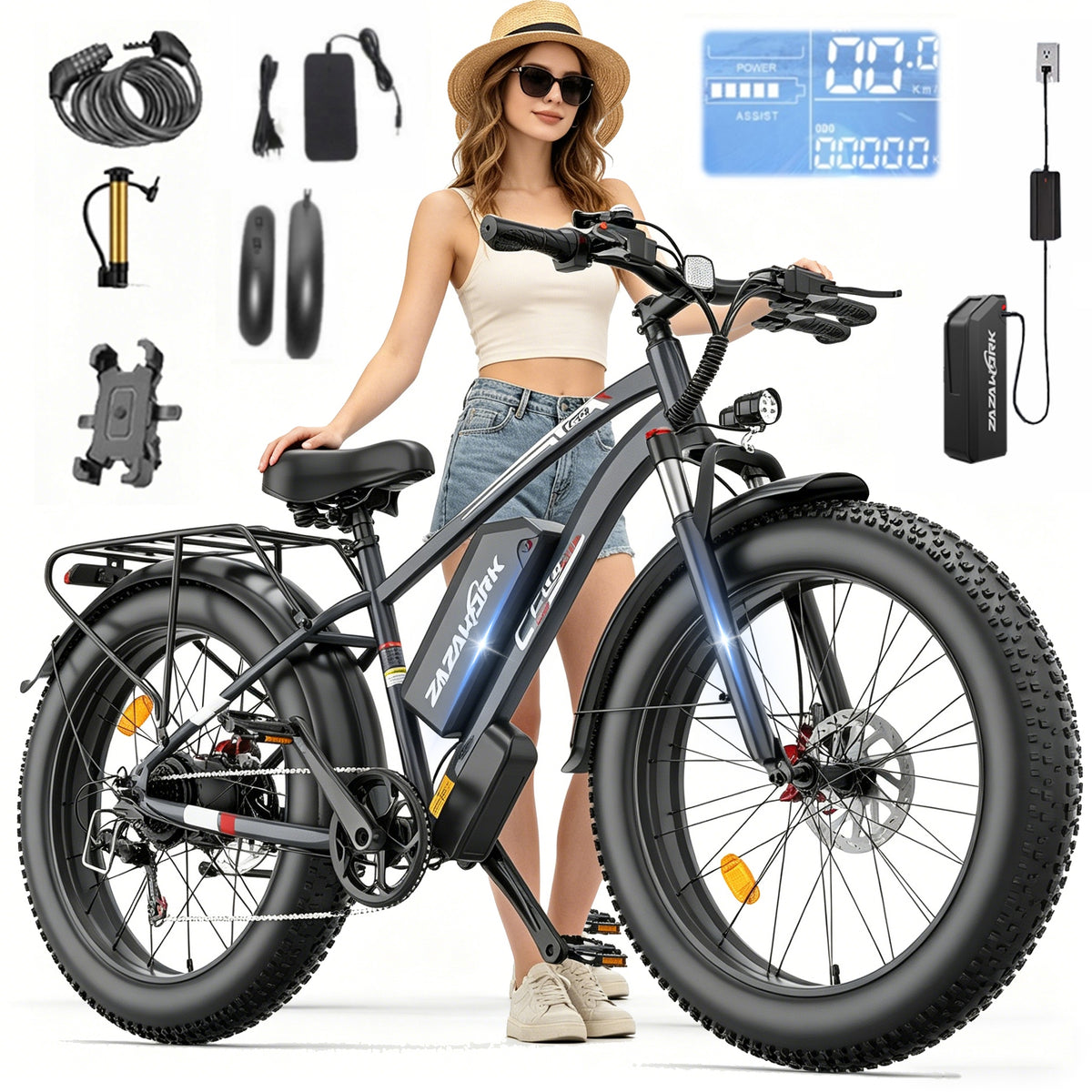 Electric vehicle ZAZAWORK CF26 1500W 20AH 50KM/H 120km 26"Thick Tyre PL