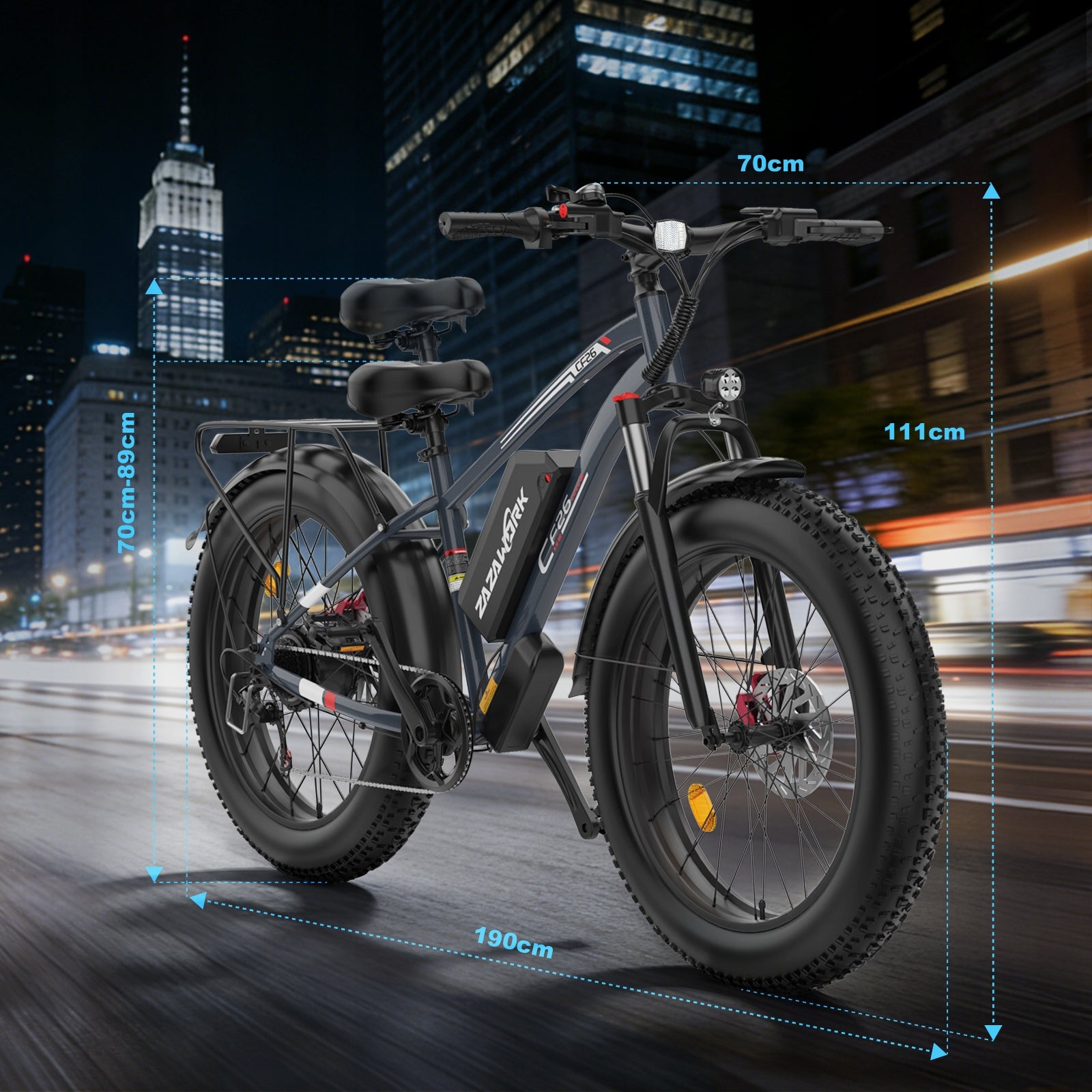 Electric vehicle ZAZAWORK CF26 1500W 48V 20AH 50KM/H 120km Off-road PL Foldability partially assembled, calibrated