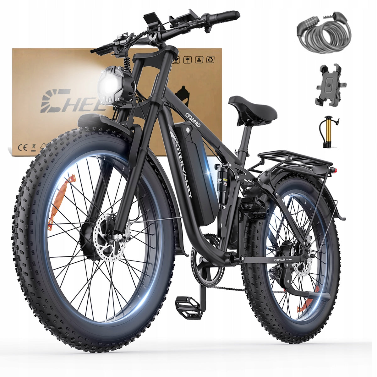 Electric vehicle two engine CHEEVALRY 2000W 23AH 52KM/H 26"Thick Tyre Manufacturer code CHEEVALRY Pojazd elektryczny dla dorosłych