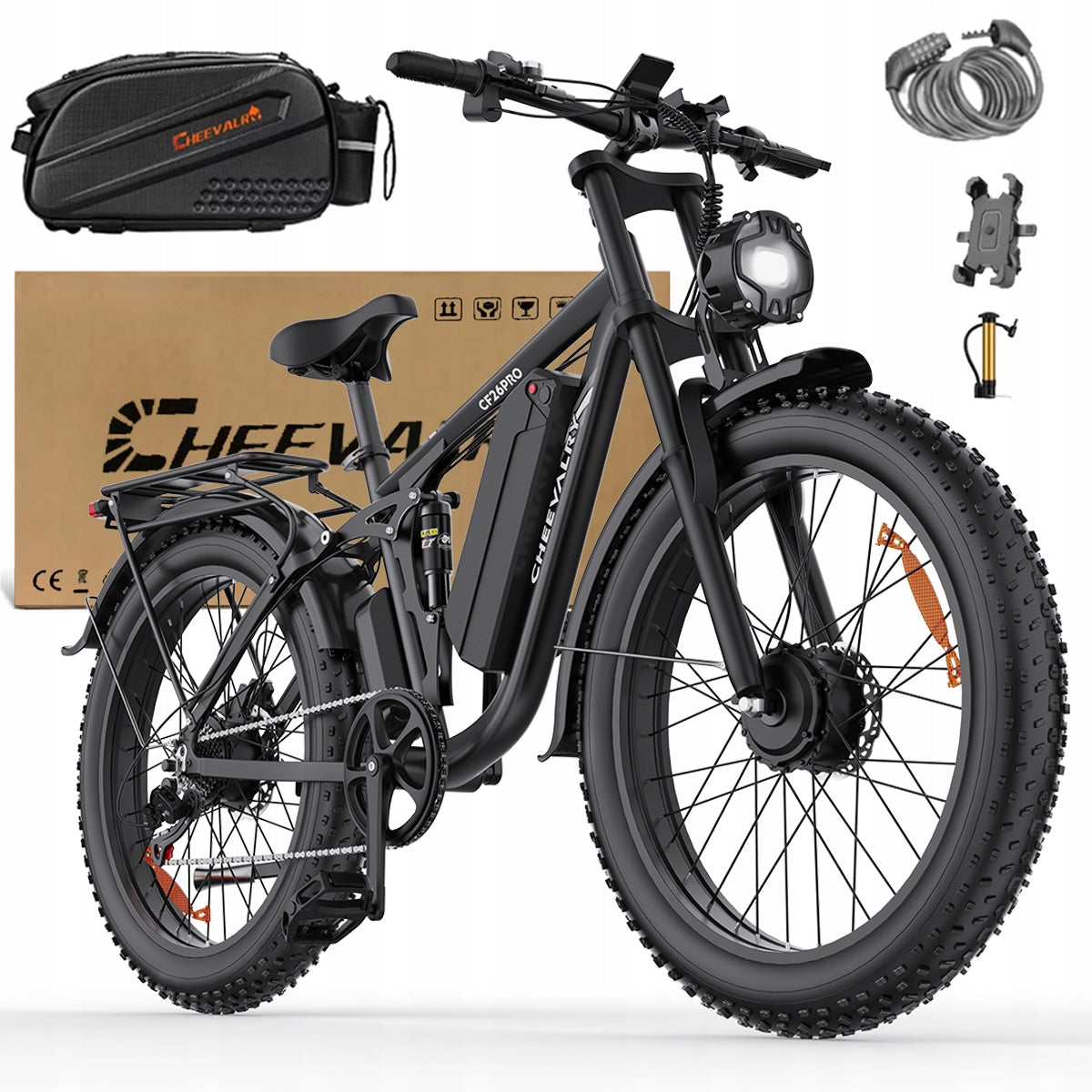 Electric vehicle two engine CHEEVALRY 2000W 23AH 52KM/H 26"Thick Tyre