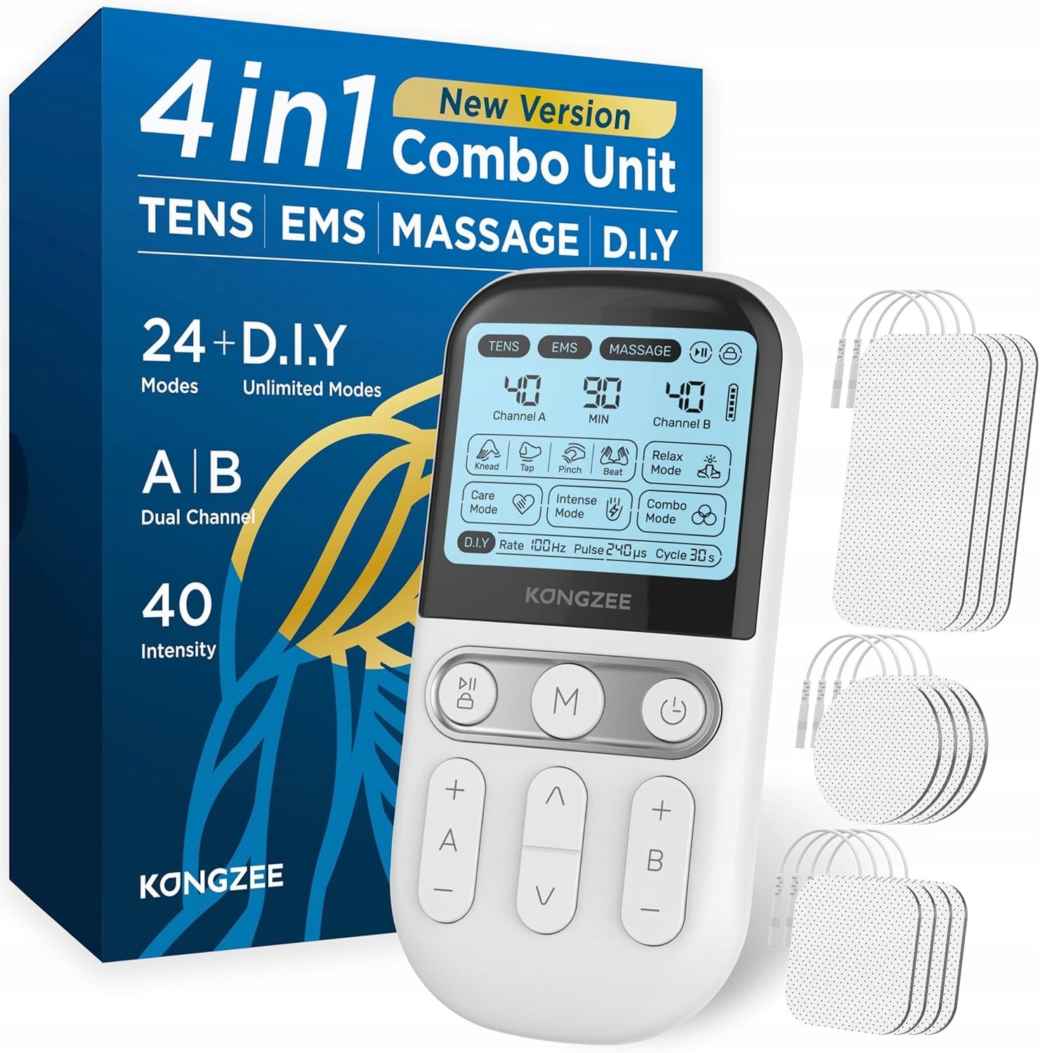 Electro Muscle Stimulator Dual Channel Massage 12electrodes AS9026 4W1 KONGZEE